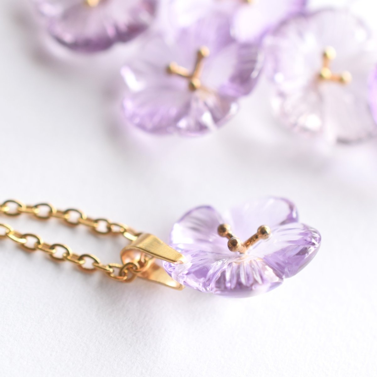 画像8: 春の新作【残り22】春の訪れ　希少！　大粒　ピンクアメジスト　フラワー　サージカルステンレスネックレス40cm  (8)