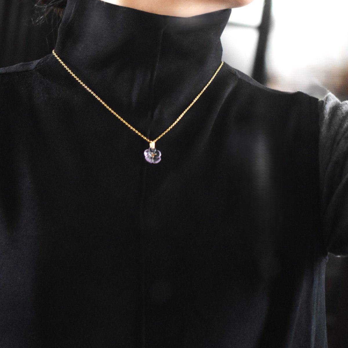 画像12: 春の新作【残り22】春の訪れ　希少！　大粒　ピンクアメジスト　フラワー　サージカルステンレスネックレス40cm  (12)