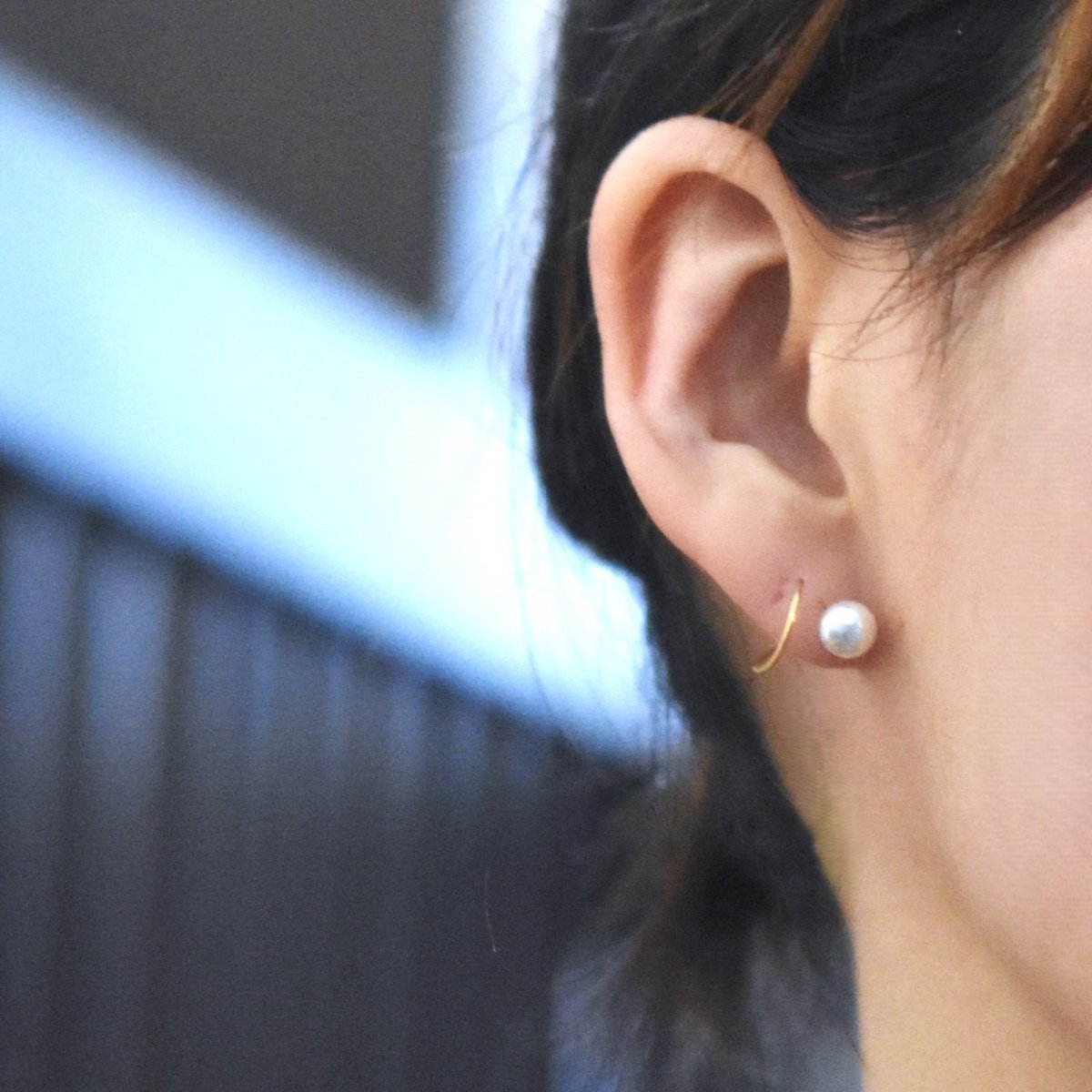 画像7: 春の新作【金属アレルギー対応！・パール】重ね付け風　カールフープピアス　サージカルステンレス  (7)