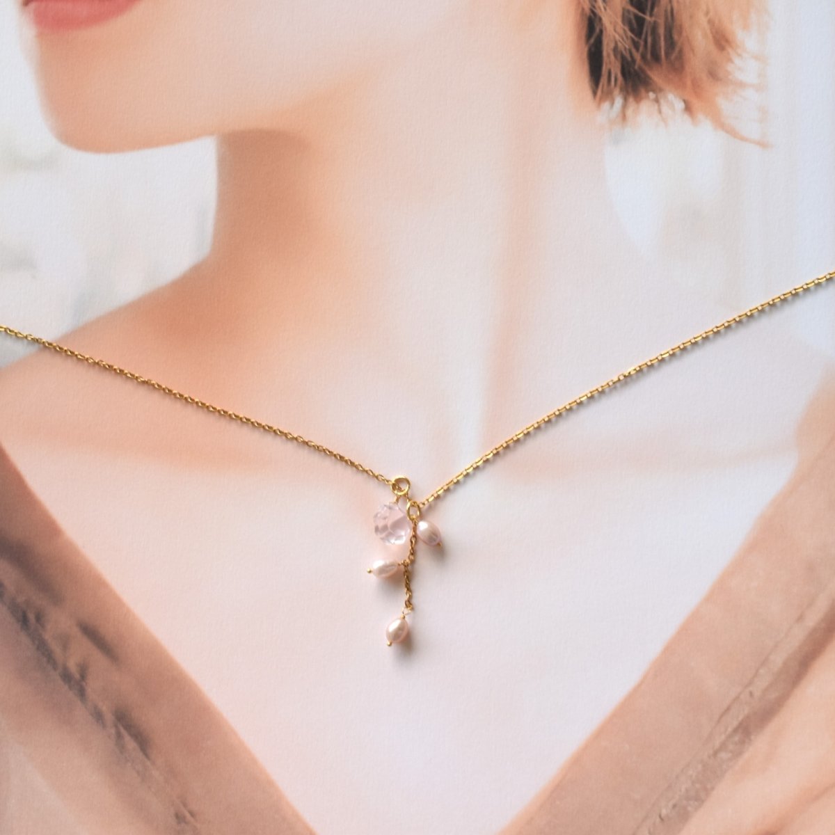 画像10: 春の新作【限定数のみ】桜の季節におすすめ　4種　天然石チャーム　セット　サージカルステンレスネックレス　40cm　 (10)