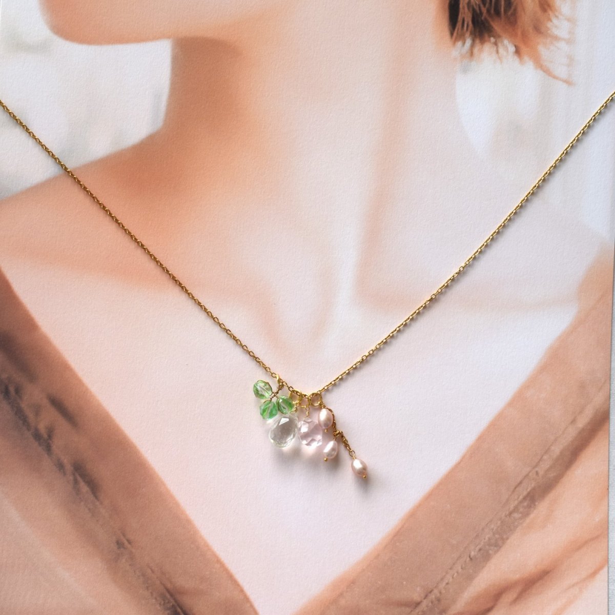 画像8: 春の新作【限定数のみ】桜の季節におすすめ　4種　天然石チャーム　セット　サージカルステンレスネックレス　40cm　 (8)