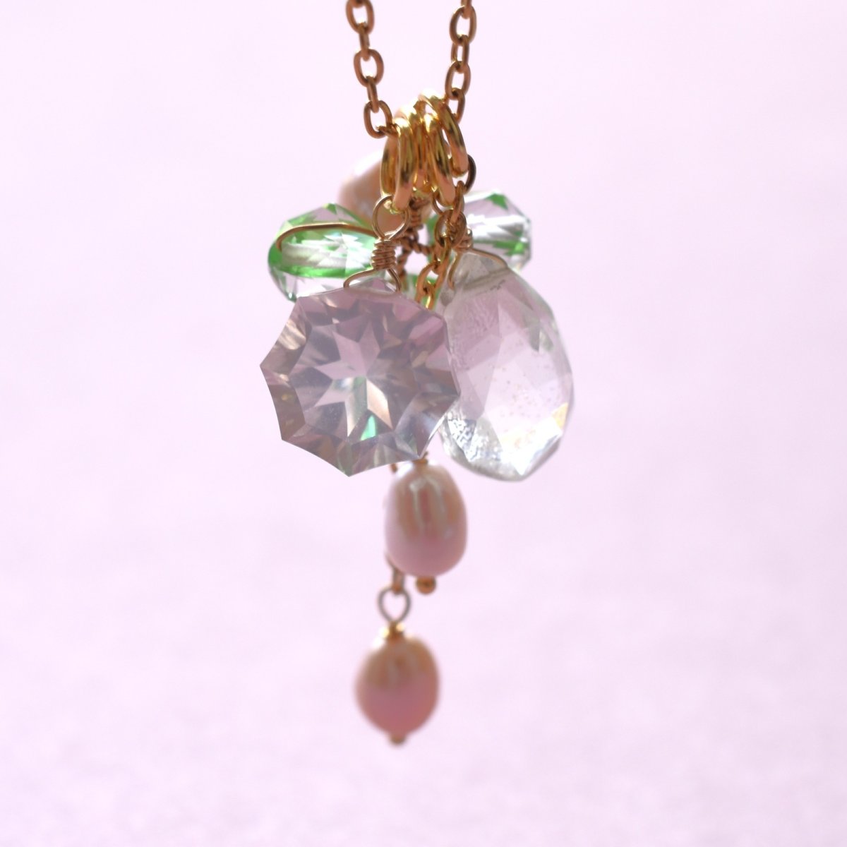 画像6: 春の新作【限定数のみ】桜の季節におすすめ　4種　天然石チャーム　セット　サージカルステンレスネックレス　40cm　 (6)