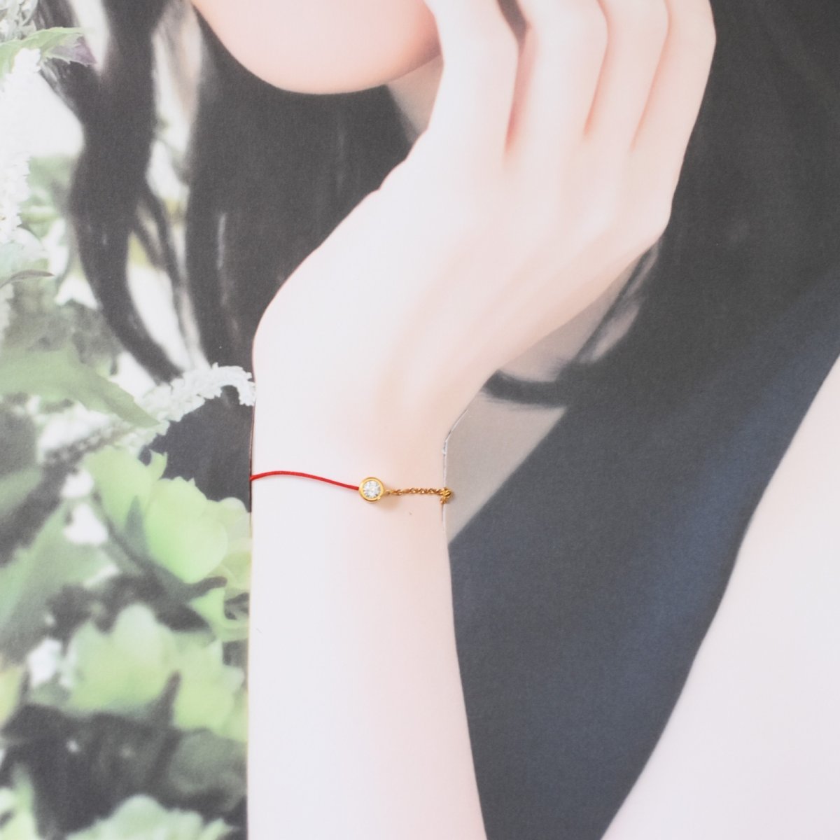 画像11:  春の新作【限定数のみ】運命の赤い糸　一粒ジルコニア　NYハーキマーダイヤモンド付き　サージカルステンレスブレスレット  (11)