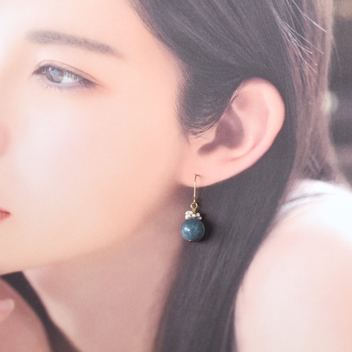 画像6: 春の新作【イヤリング変更可】希少！　天然色　青瑪瑙　サージカルステンレスフックピアス　  (6)