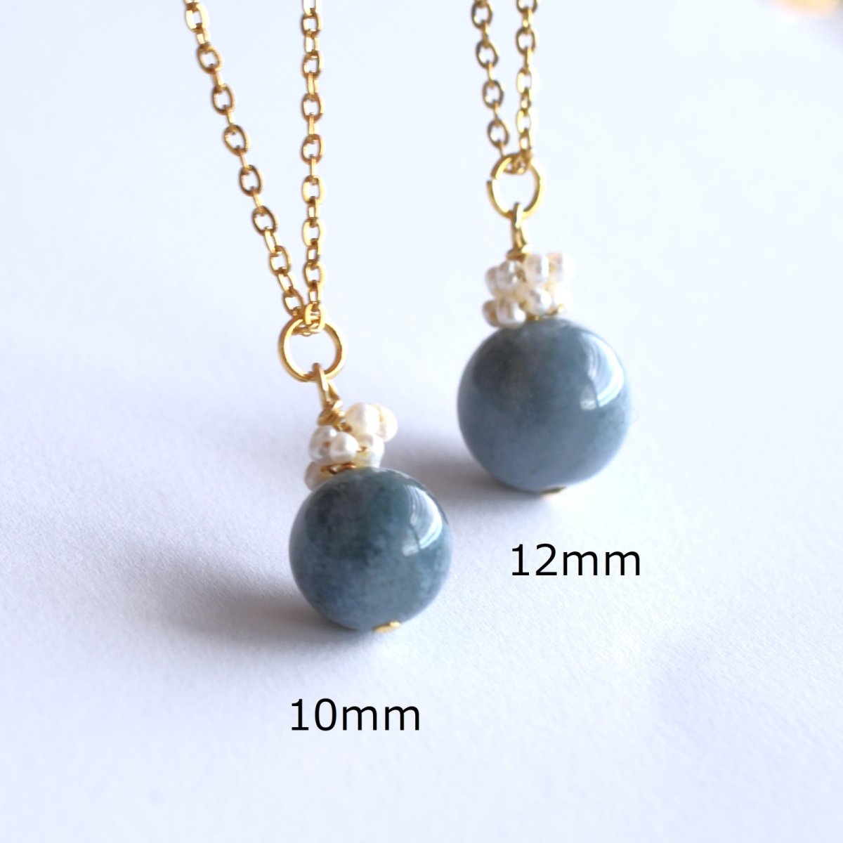 画像2: 春の新作【限定数のみ】希少！　天然色　青瑪瑙　サージカルステンレスネックレス　40cm　  (2)