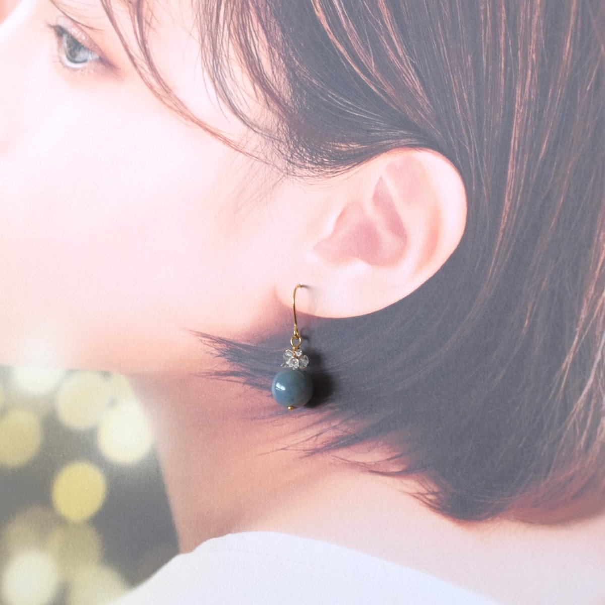 画像7: 春の新作【イヤリング変更可】希少！　天然色　青瑪瑙　サージカルステンレスフックピアス　  (7)