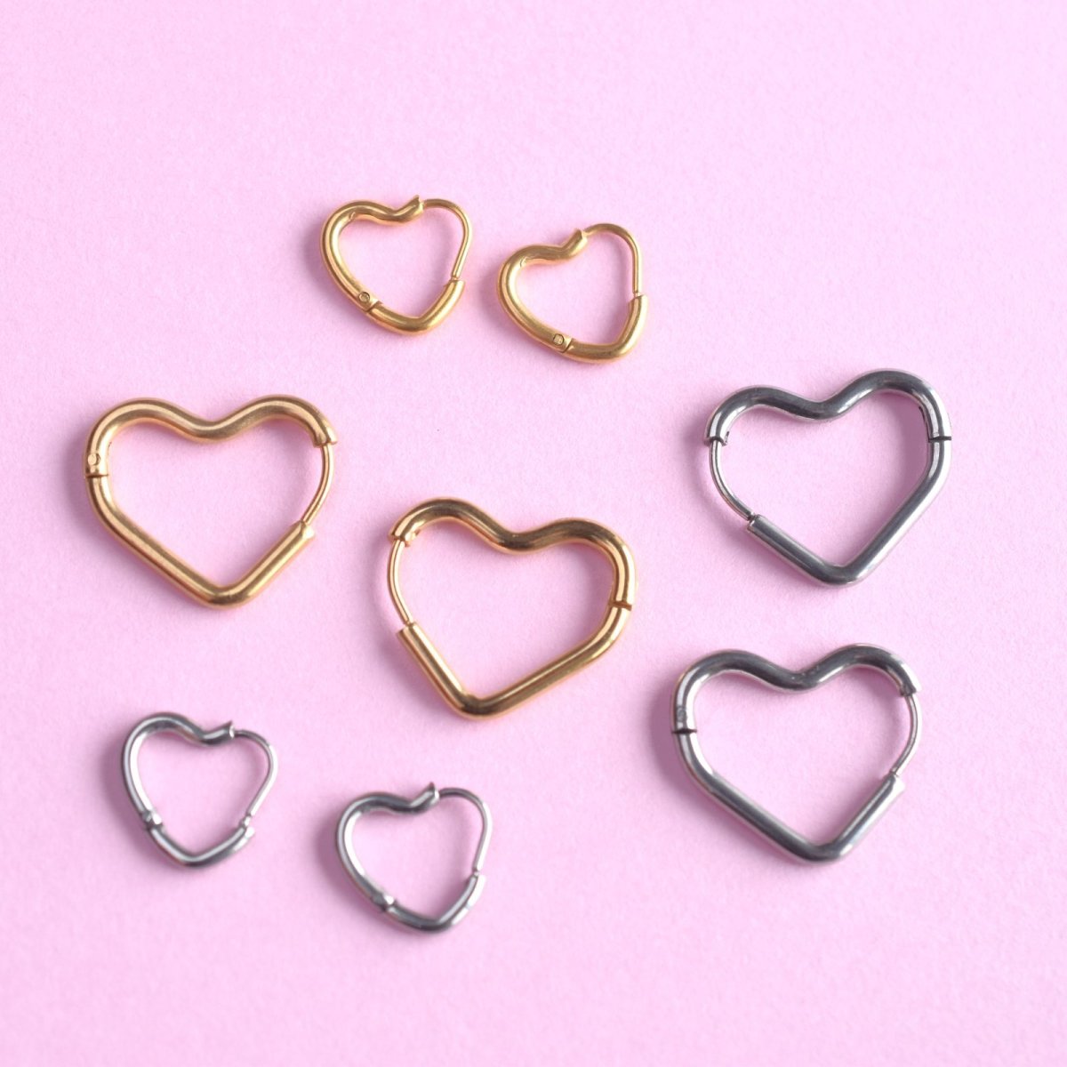 画像13: 春の新作【金属アレルギー対応・選べる】オープンハート　フープピアス　サージカルステンレス  (13)