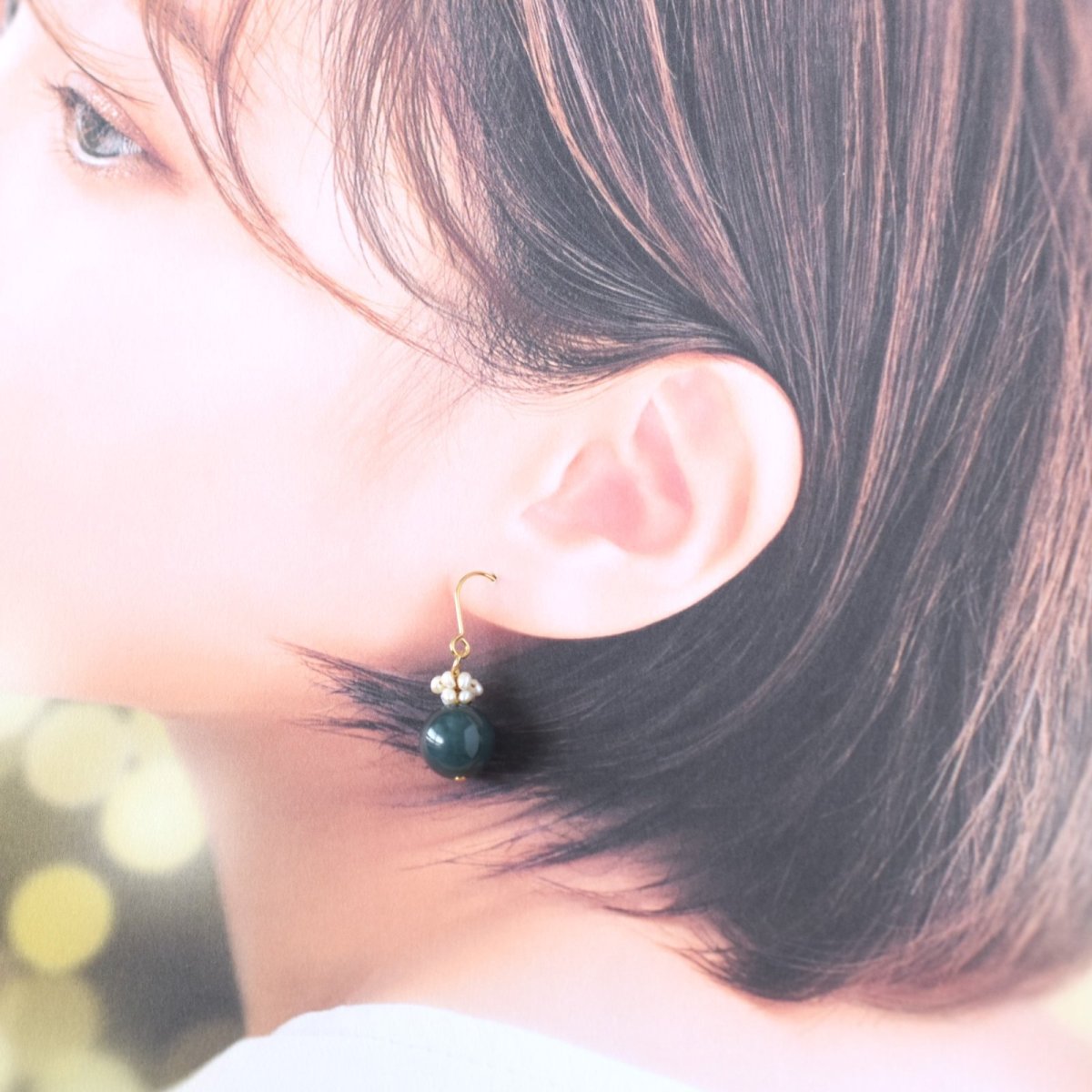 画像8: 春の新作【イヤリングへの変更可】希少！　グアテマラ産　マンサーノ翡翠　サージカルステンレスフックピアス　  (8)