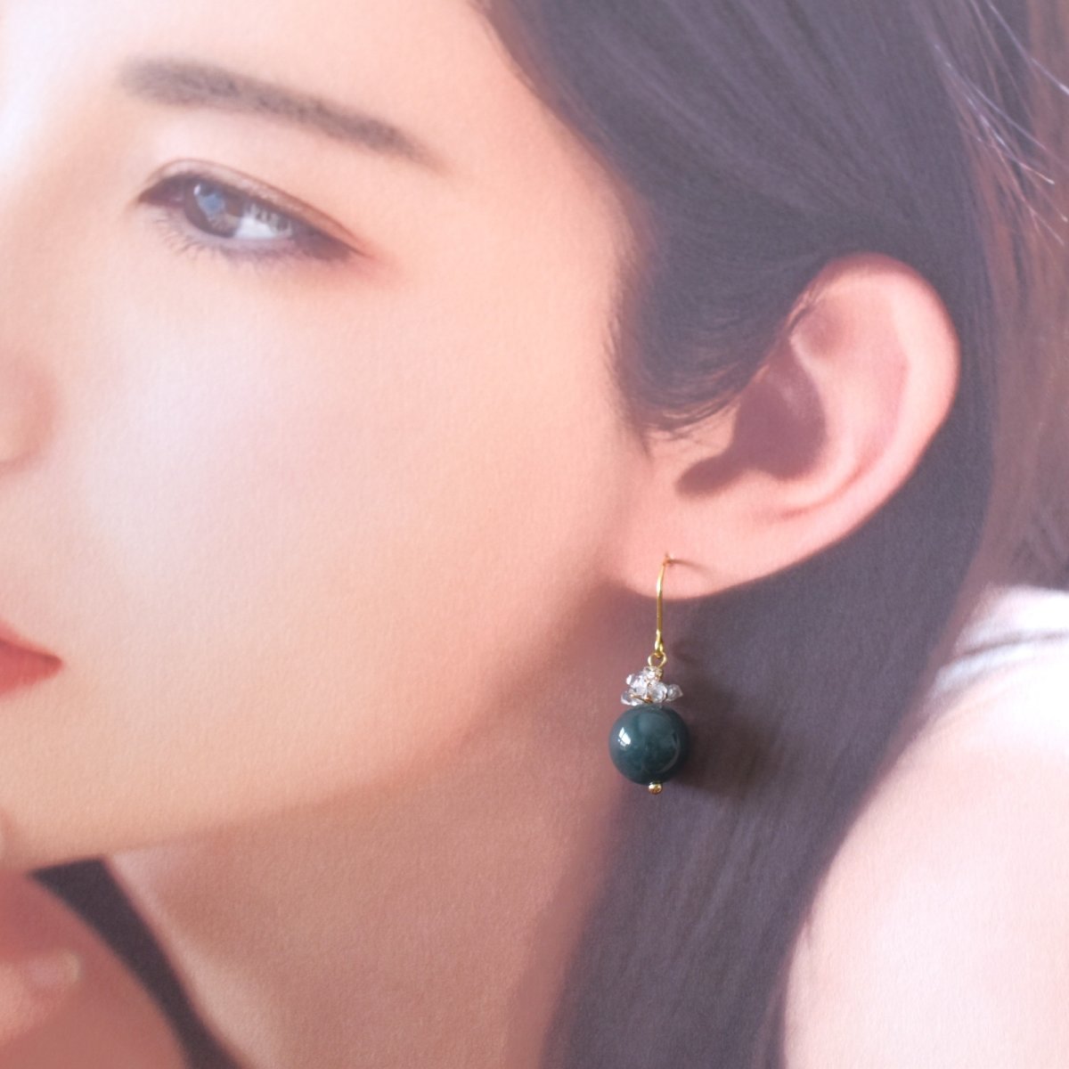 画像7: 春の新作【イヤリングへの変更可】希少！　グアテマラ産　マンサーノ翡翠　サージカルステンレスフックピアス　  (7)