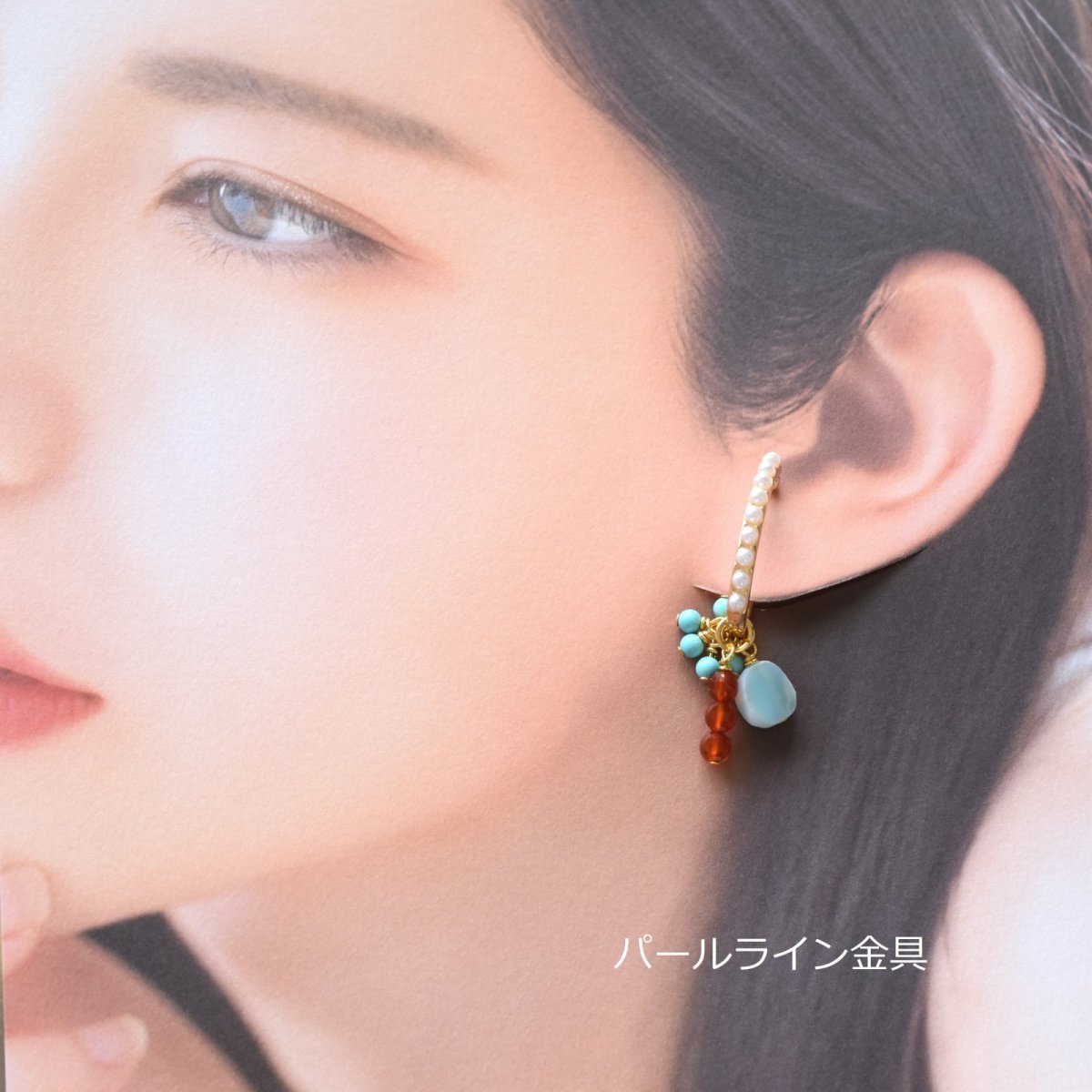 画像21: 夏の新作【金具選べる・片耳】夏チャーム！　ラリマー　ターコイズ　6種　天然石チャーム　セット　イヤーカフ  (21)