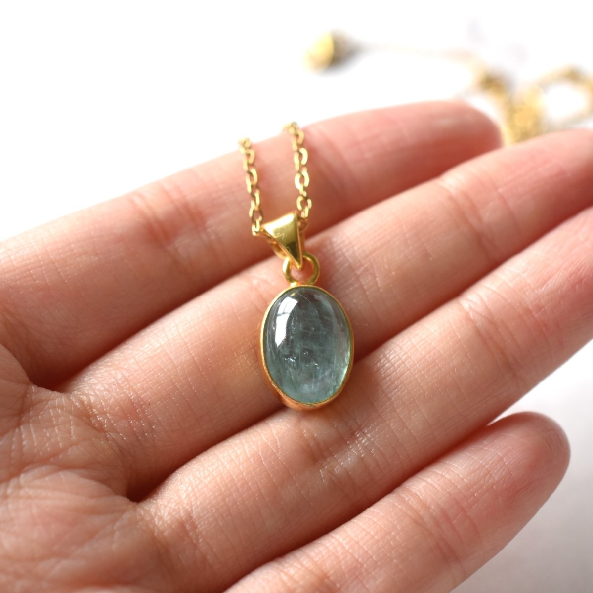 画像15: 夏の新作【1点もの・選べる】希少!大粒 タンザニア産 アクアカイヤナイト サージカルステンレスネックレス 40cm   (15)