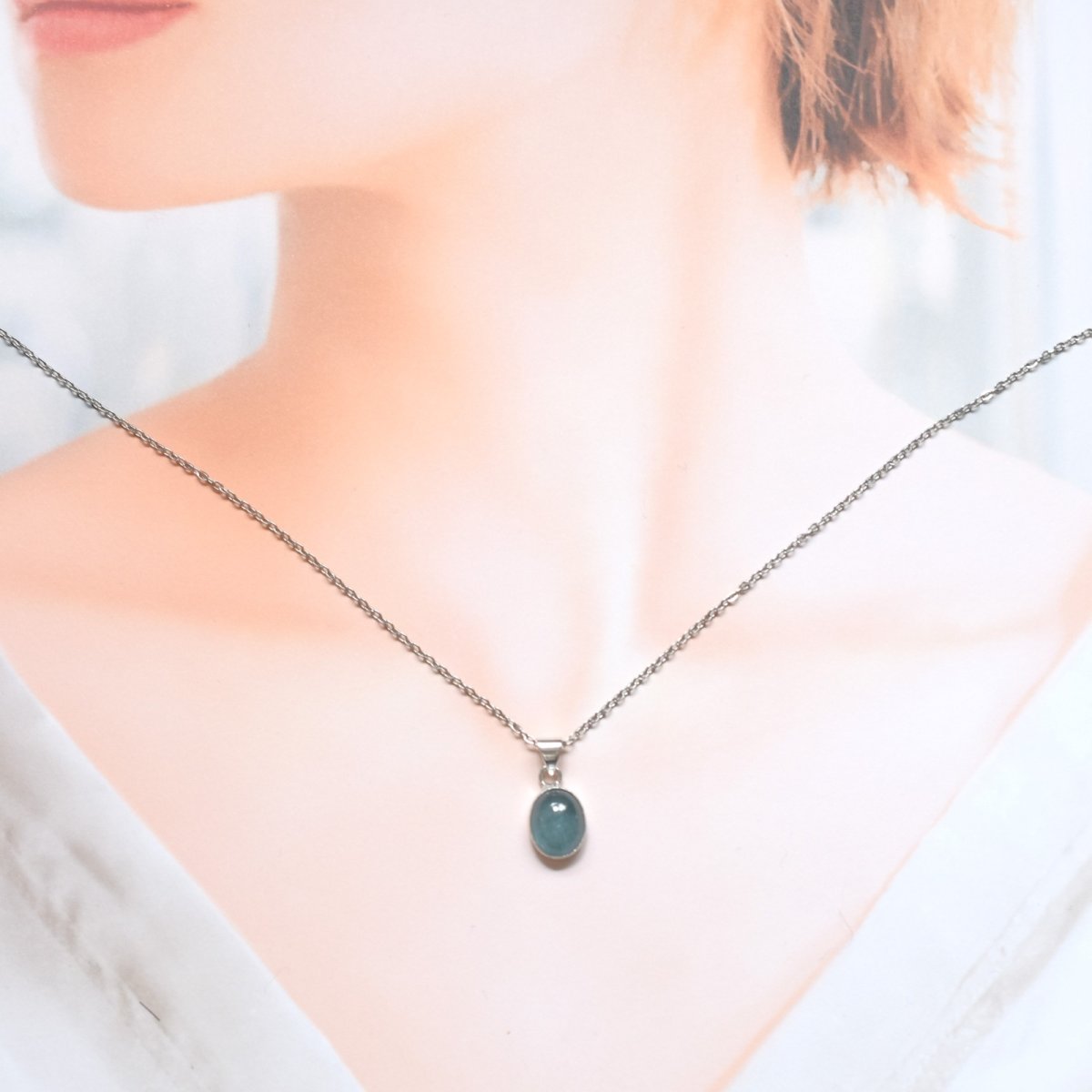 画像16: 夏の新作【1点もの・選べる】希少!大粒 タンザニア産 アクアカイヤナイト サージカルステンレスネックレス 40cm   (16)