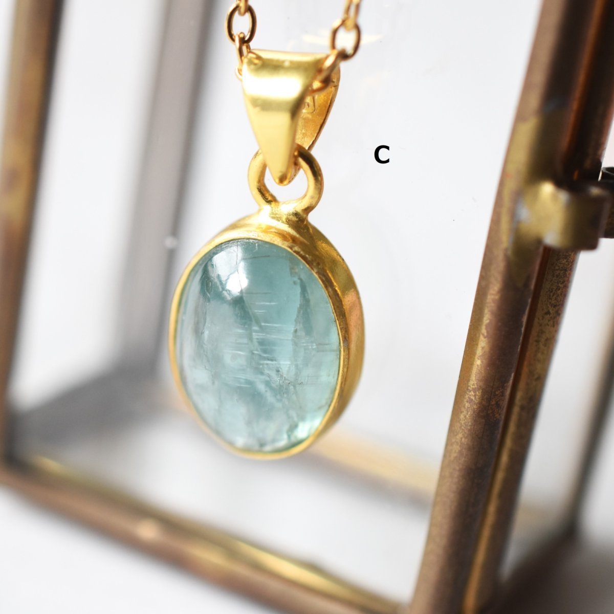 画像9: 夏の新作【1点もの・選べる】希少!大粒 タンザニア産 アクアカイヤナイト サージカルステンレスネックレス 40cm   (9)