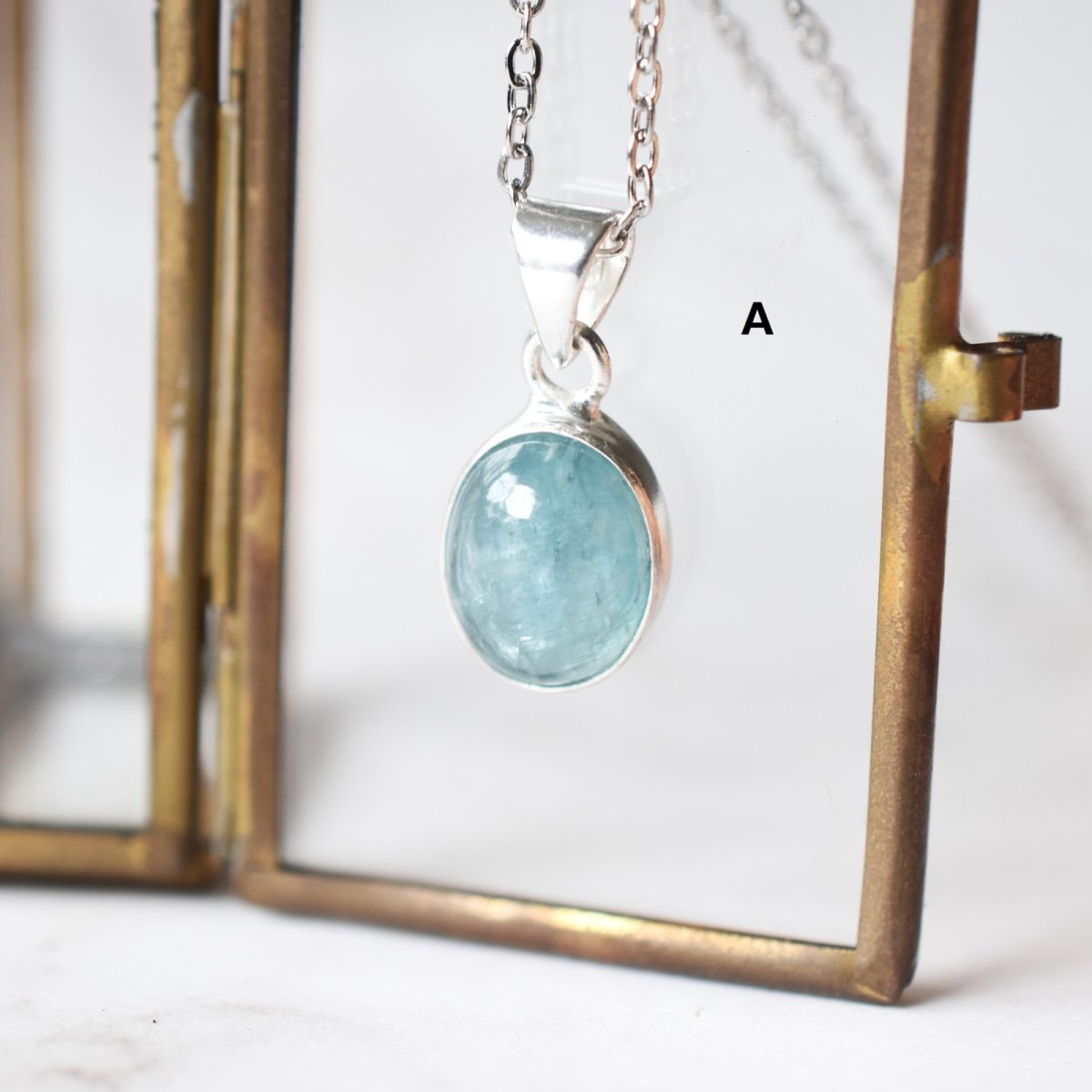 画像6: 夏の新作【1点もの・選べる】希少!大粒 タンザニア産 アクアカイヤナイト サージカルステンレスネックレス 40cm   (6)