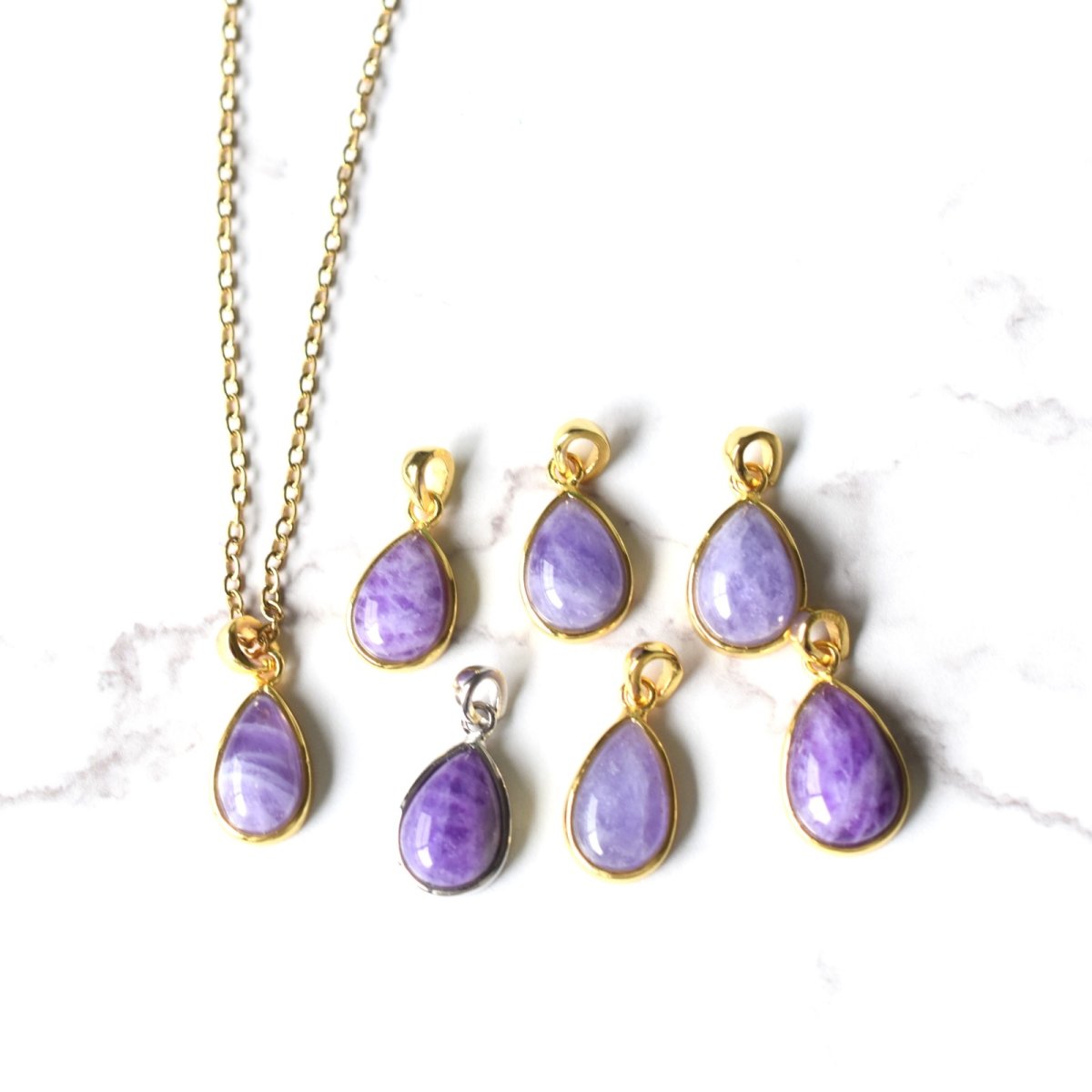 画像3: 夏の新作【各1点もの】希少石! パキスタン産 ハックマナイト ペンダント サージカルステンレス40cmネックレス  (3)