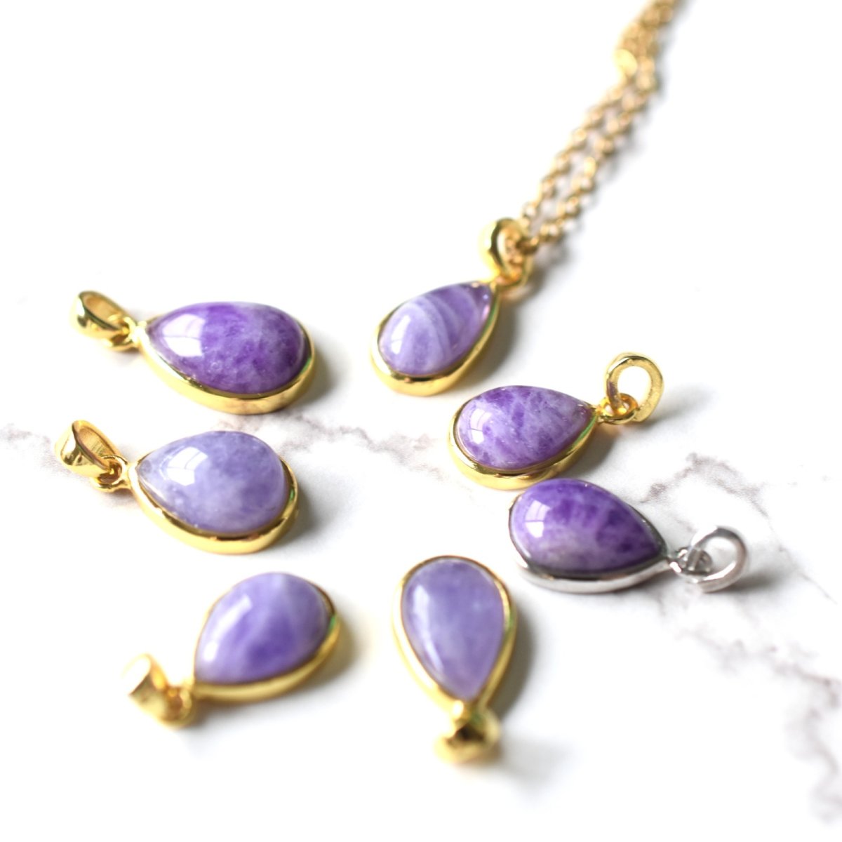 画像2: 夏の新作【各1点もの】希少石! パキスタン産 ハックマナイト ペンダント サージカルステンレス40cmネックレス  (2)