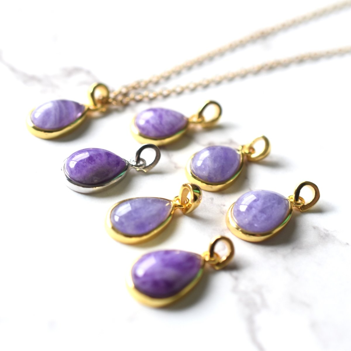 画像4: 夏の新作【各1点もの】希少石! パキスタン産 ハックマナイト ペンダント サージカルステンレス40cmネックレス  (4)