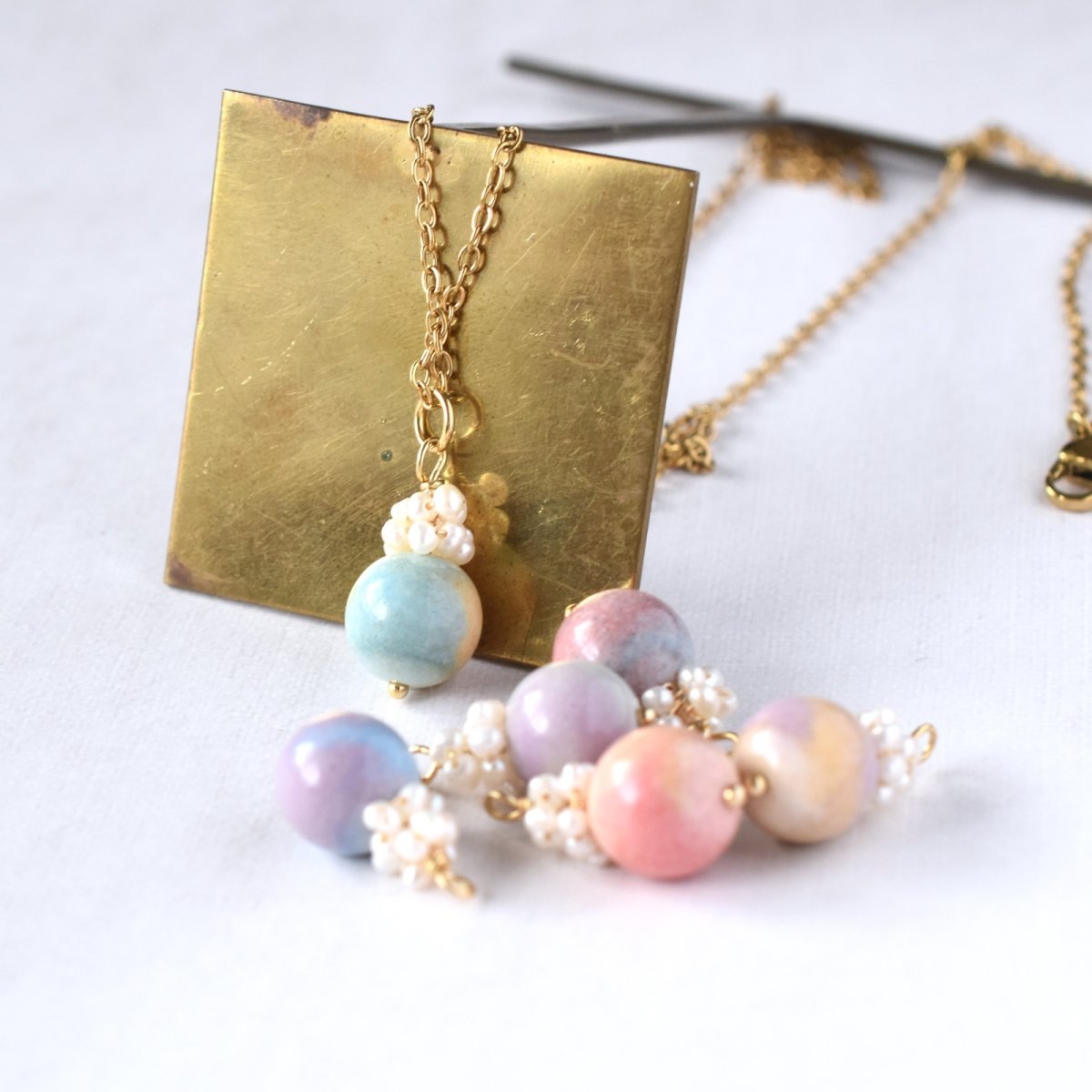 画像5: 夏の新作【各限定数のみ】希少石！　マカロンカラー　アラシャンアゲート　サージカルステンレス40cmネックレス  (5)