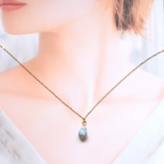画像10: 夏の新作【限定数のみ】希少石！　ブルー×レモンイエロー　アラシャンアゲート　サージカルステンレス40cmネックレス (10)