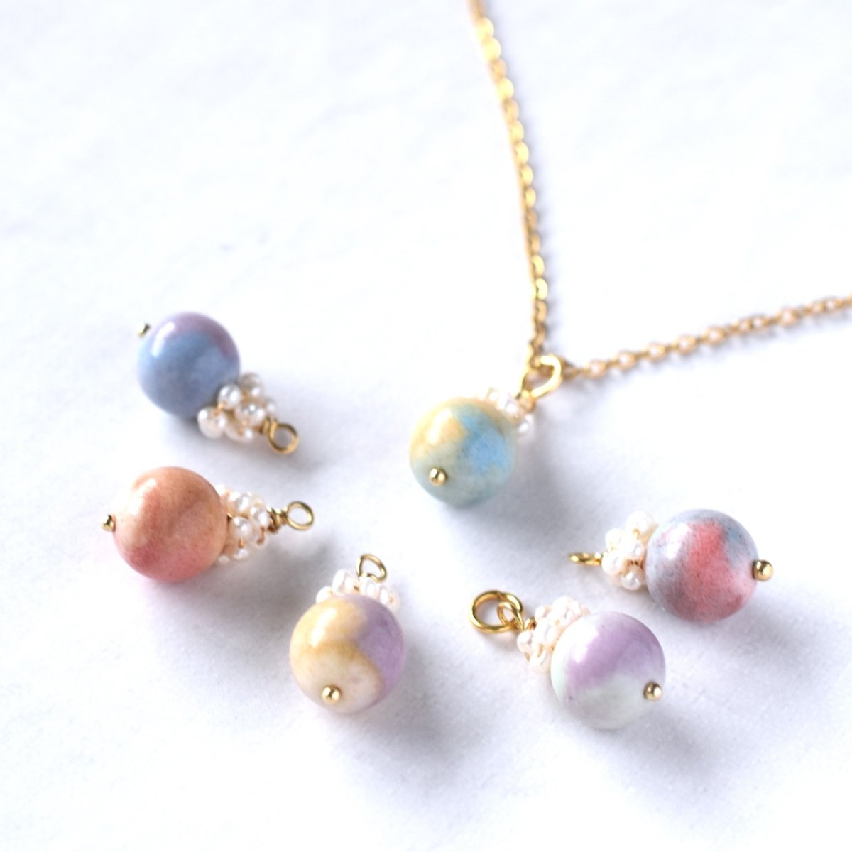 画像3: 夏の新作【各限定数のみ】希少石！　マカロンカラー　アラシャンアゲート　サージカルステンレス40cmネックレス  (3)