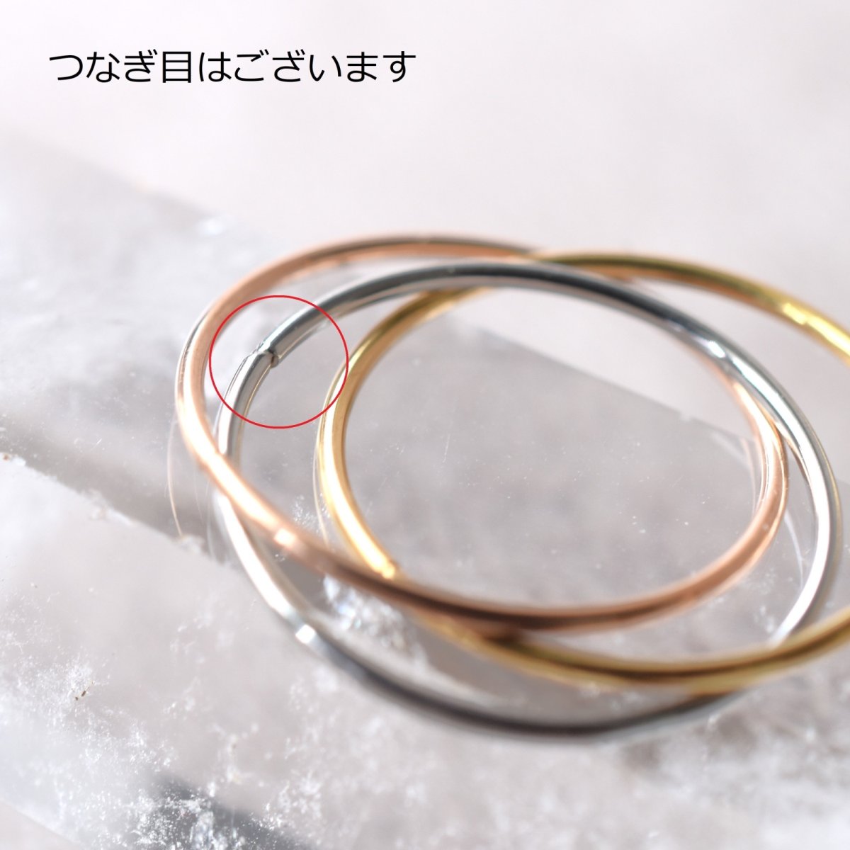 画像4: 夏の新作【つけっぱなしOK！】極細　華奢　トリニティ　サージカルステンレス　3色　3連リング  (4)