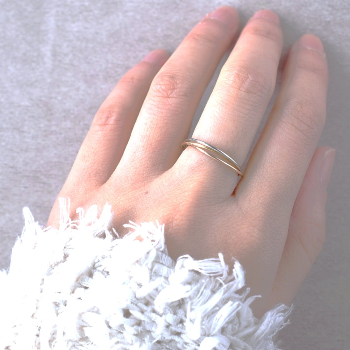 画像6: 夏の新作【つけっぱなしOK！】極細　華奢　トリニティ　サージカルステンレス　3色　3連リング  (6)