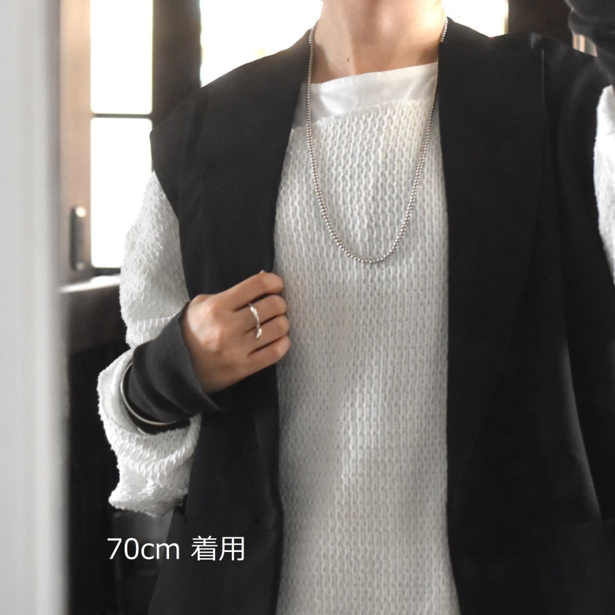 画像10: 夏の新作【汗のかく季節に！長さ選べる】サージカルステンレス製　丸玉　ネックレス　シルバー  (10)