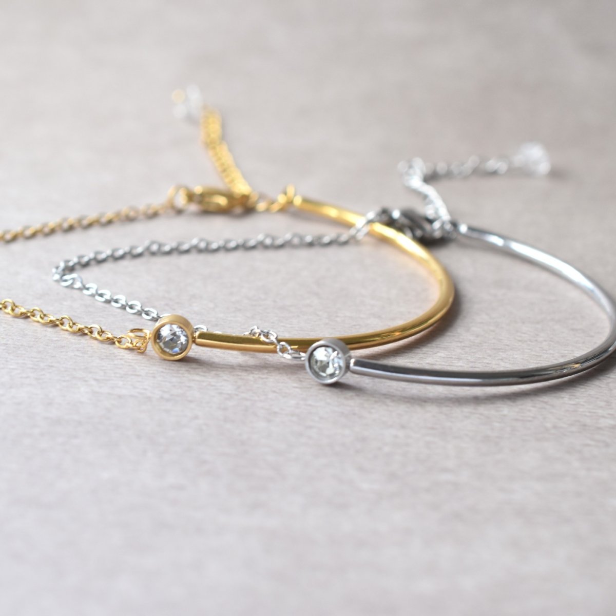 画像10: 夏の新作【汗のかく季節に！長さ選べる】サージカルステンレス製　ジルコニア　バングル　チェーン　ブレスレット　ハーキマー付  (10)