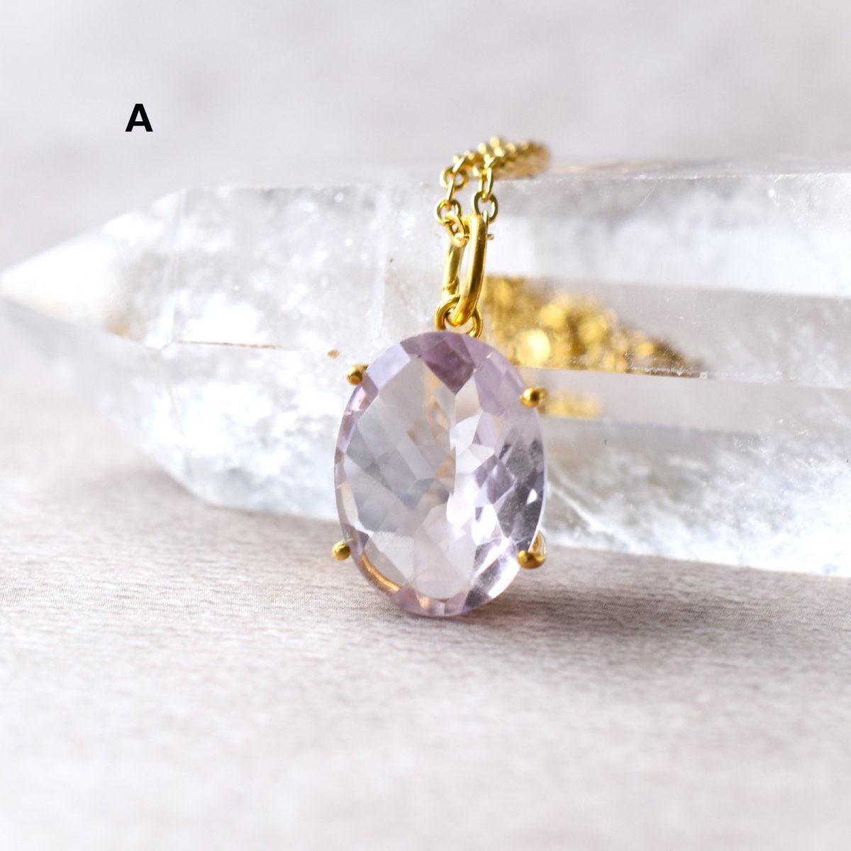 画像4: 夏の新作【各1点もの】超大粒　宝石用ルース　ピンクアメジスト　一粒ペンダント　ネックレス（サージカルステンレス）40cm  (4)