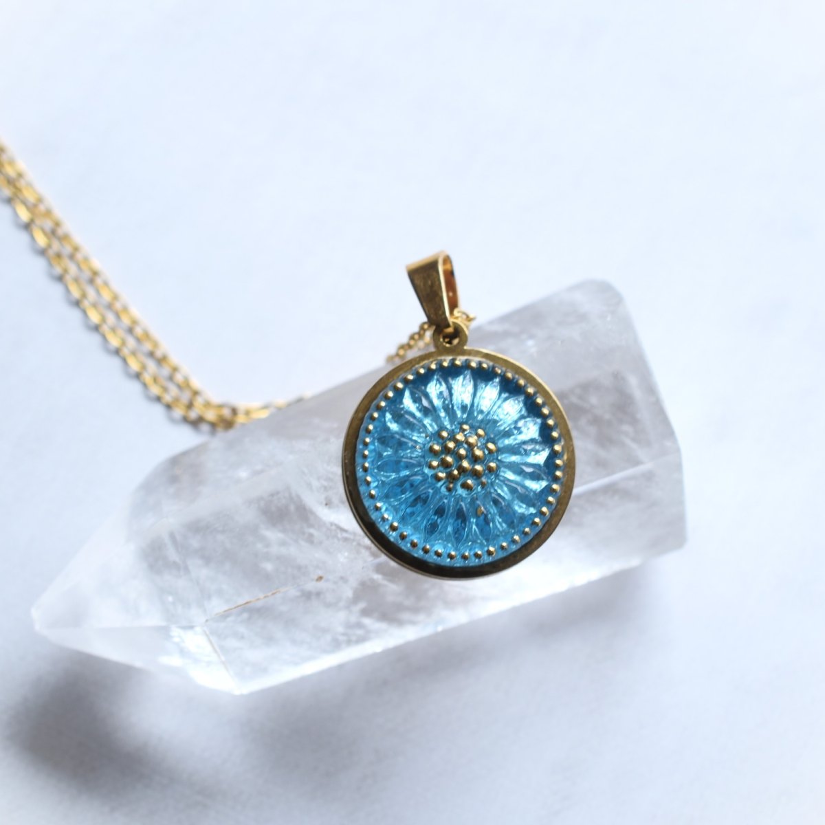 画像4: 18TH　Anniv.【残り8】アクアブルー　チェコガラス　カボション　サージカルネックレス50cm (4)