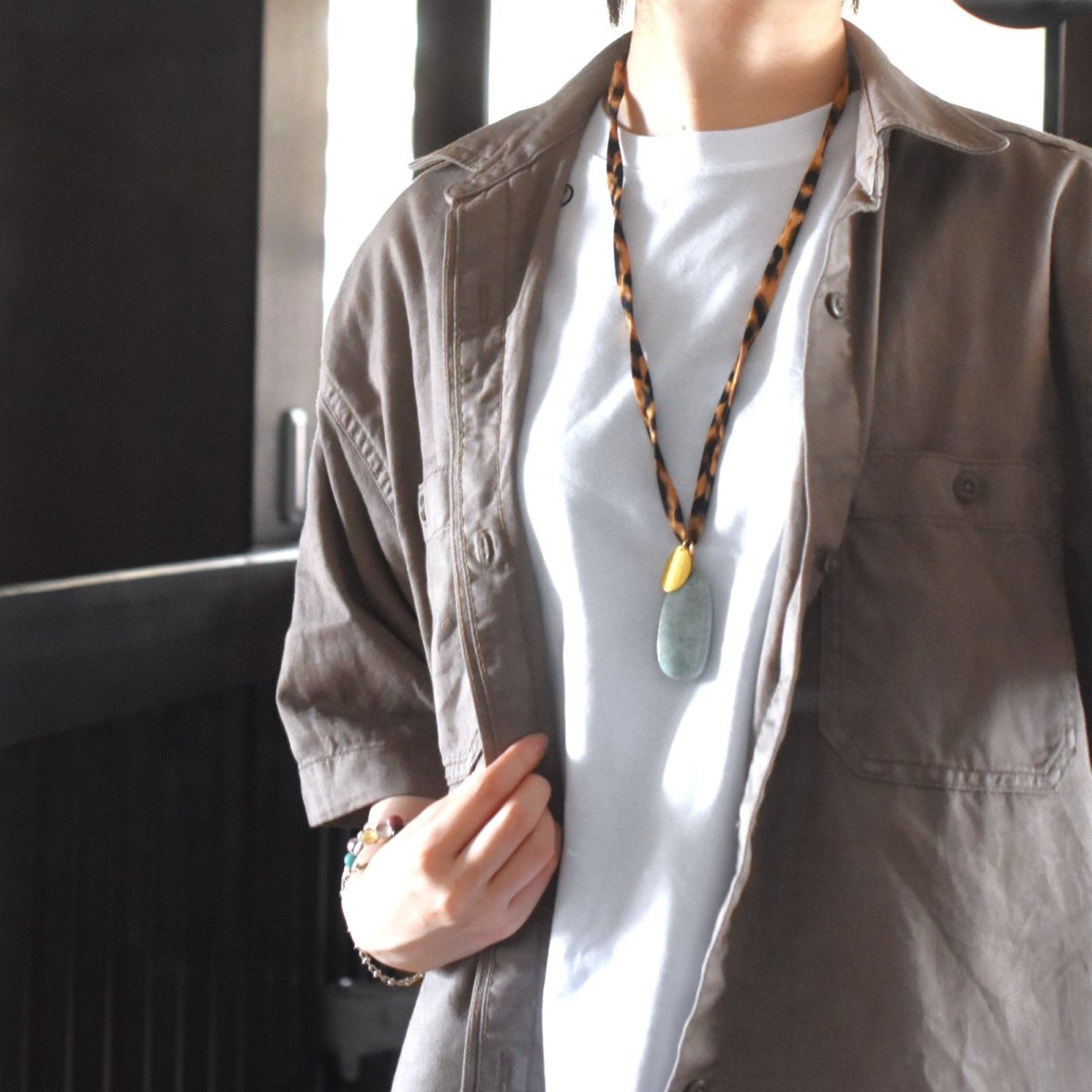 画像8: 18TH　Anniv.【限定８】大粒アマゾナイト　レオパードコード　ロングネックレス (8)