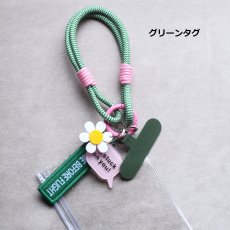 画像2: Creema特集掲載【選べる】スマイルデイジー　ピンク×グリーン　カラビナ　バッグチャーム・カードホルダー・スマホ  (2)