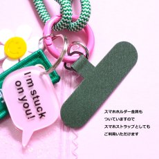 画像4: Creema特集掲載【選べる】スマイルデイジー　ピンク×グリーン　カラビナ　バッグチャーム・カードホルダー・スマホ  (4)