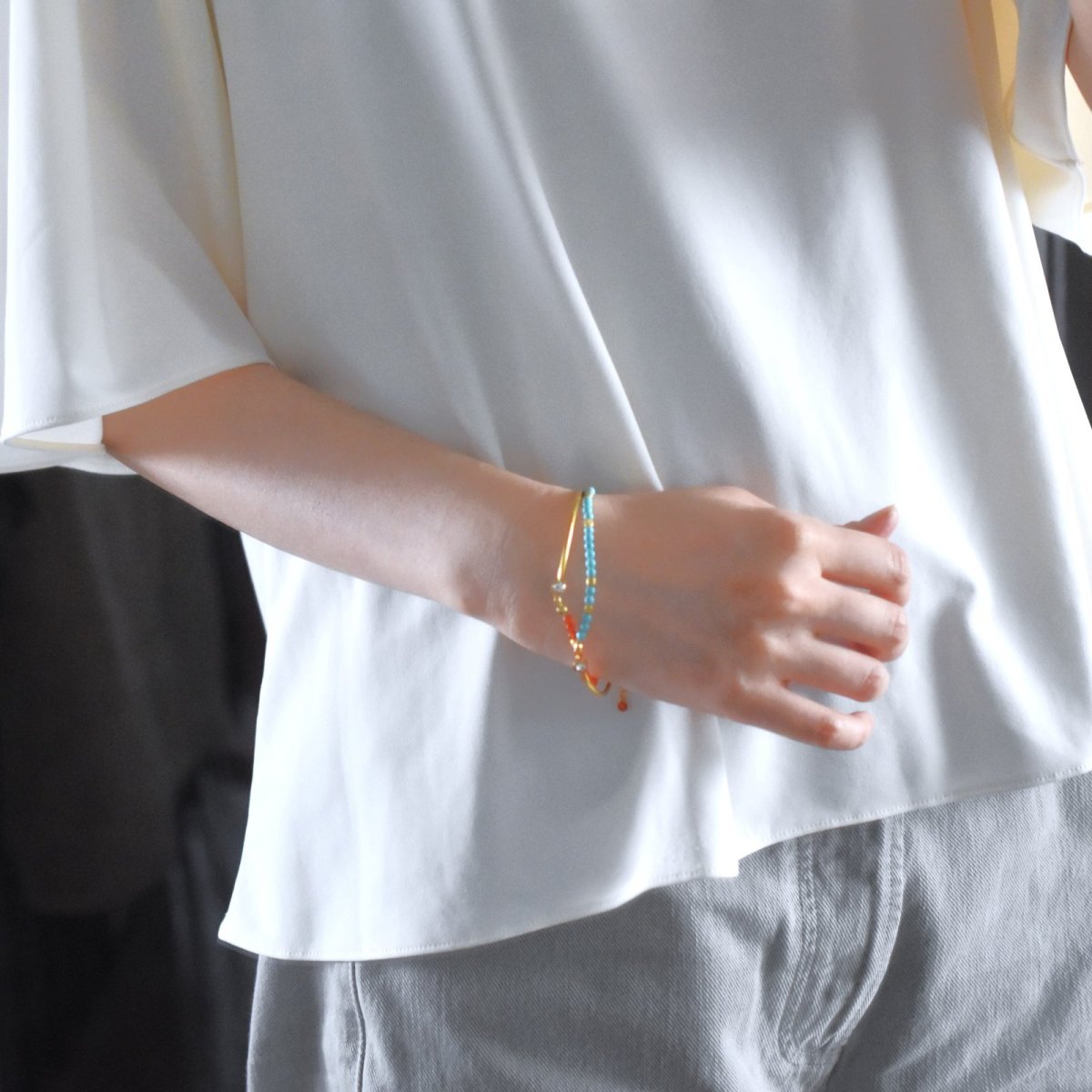 画像16: 夏の新作【汗のかく季節に!長さ選べる】天然石 サージカルステンレス製 ジルコニア バングル ブレスレット (16)