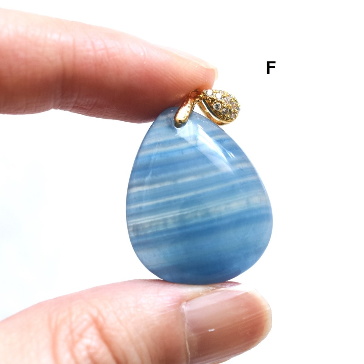 画像14: 夏の新作【選べる・1点もの】天然　デニムブルー　バンデッドカルサイト　革コードネックレス85cm  (14)