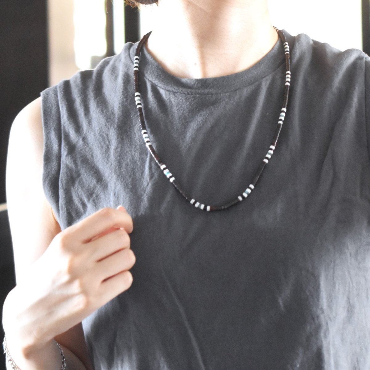 画像11: Creema特集掲載【男女兼用♪】選べる　エスニック風　ターコイズ　ショートネックレス　サージカルステンレス金具　41+5cm  (11)