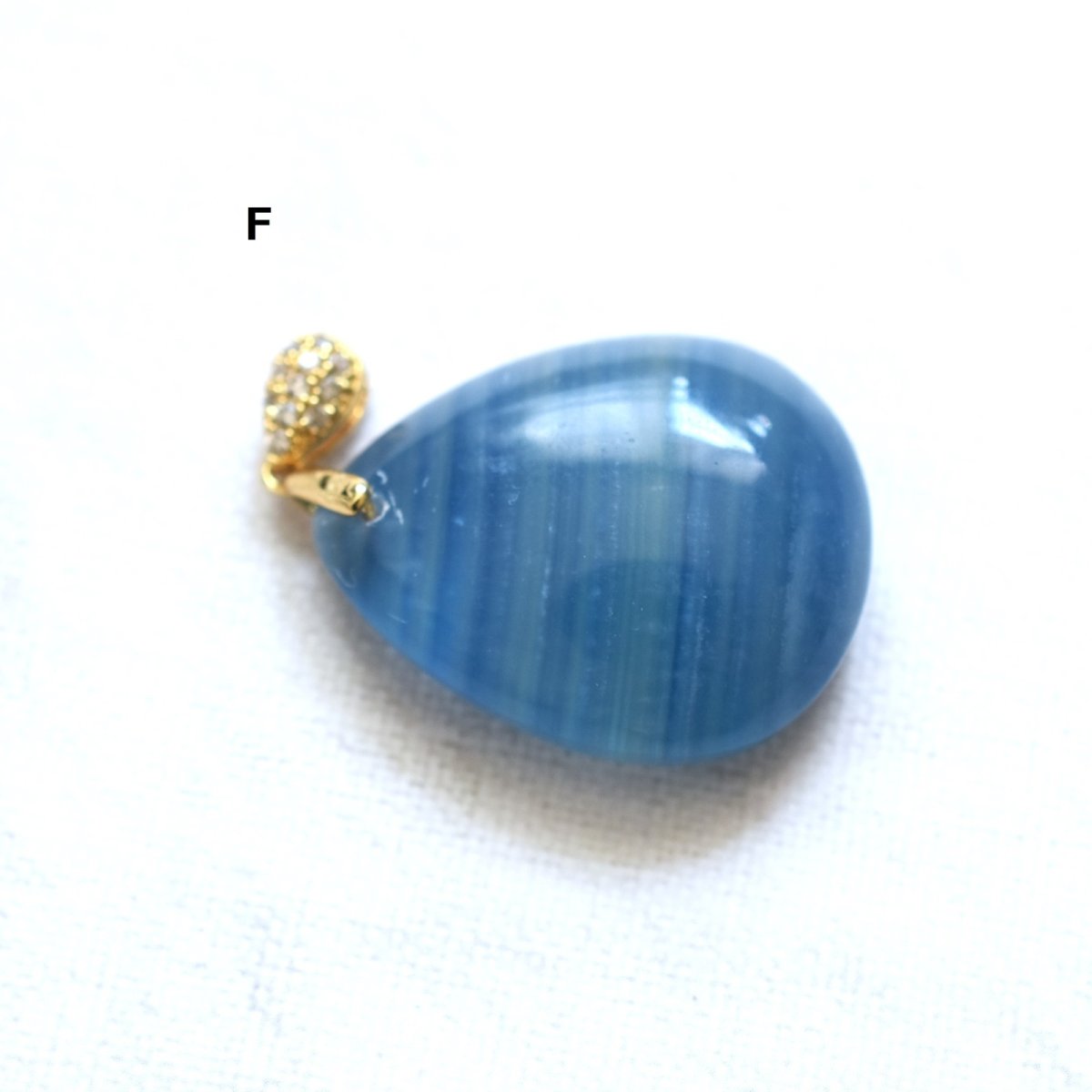 画像15: 夏の新作【選べる・1点もの】天然　デニムブルー　バンデッドカルサイト　革コードネックレス85cm  (15)