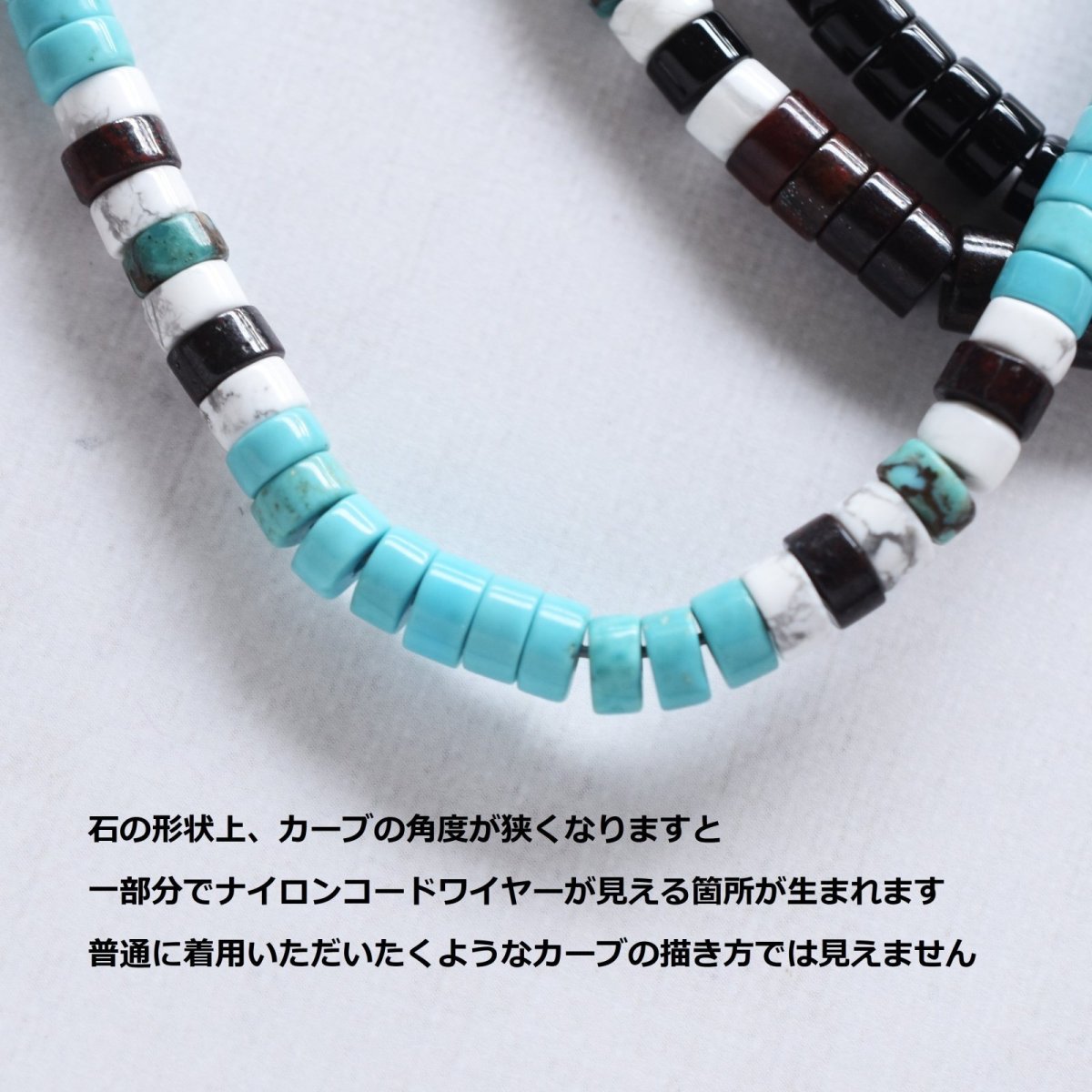 画像2: Creema特集掲載【男女兼用♪】選べる　エスニック風　ターコイズ　ショートネックレス　サージカルステンレス金具　41+5cm  (2)