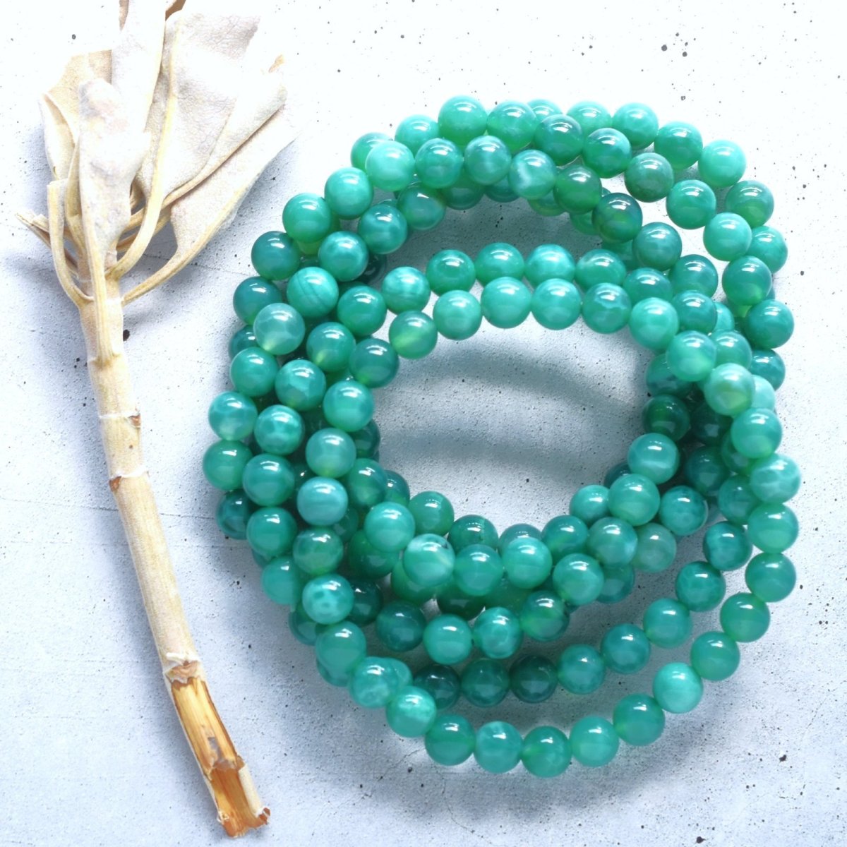 画像4: 秋の新作【限定６】レアカラー　希少石　ドラゴンアゲート　ピーコックグリーン　お守り　ブレスレット　  (4)