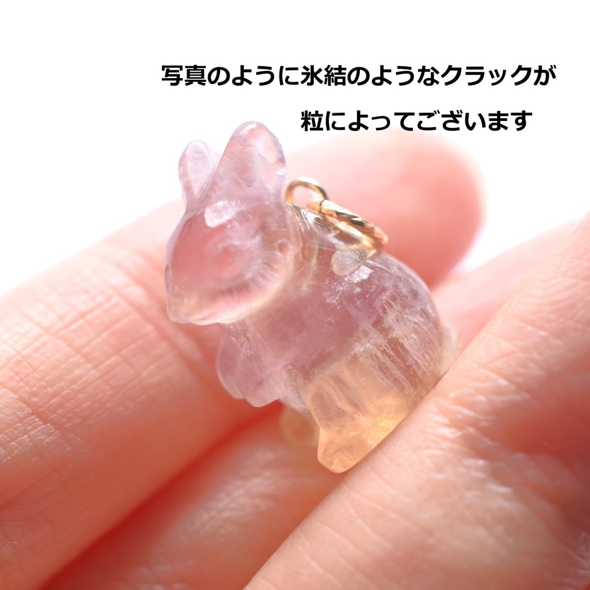 画像10: SALE【残り1.2.7】夕焼け色グラデーション　小さな野うさぎ　フローライト　ステンレスネックレス50cm  (10)