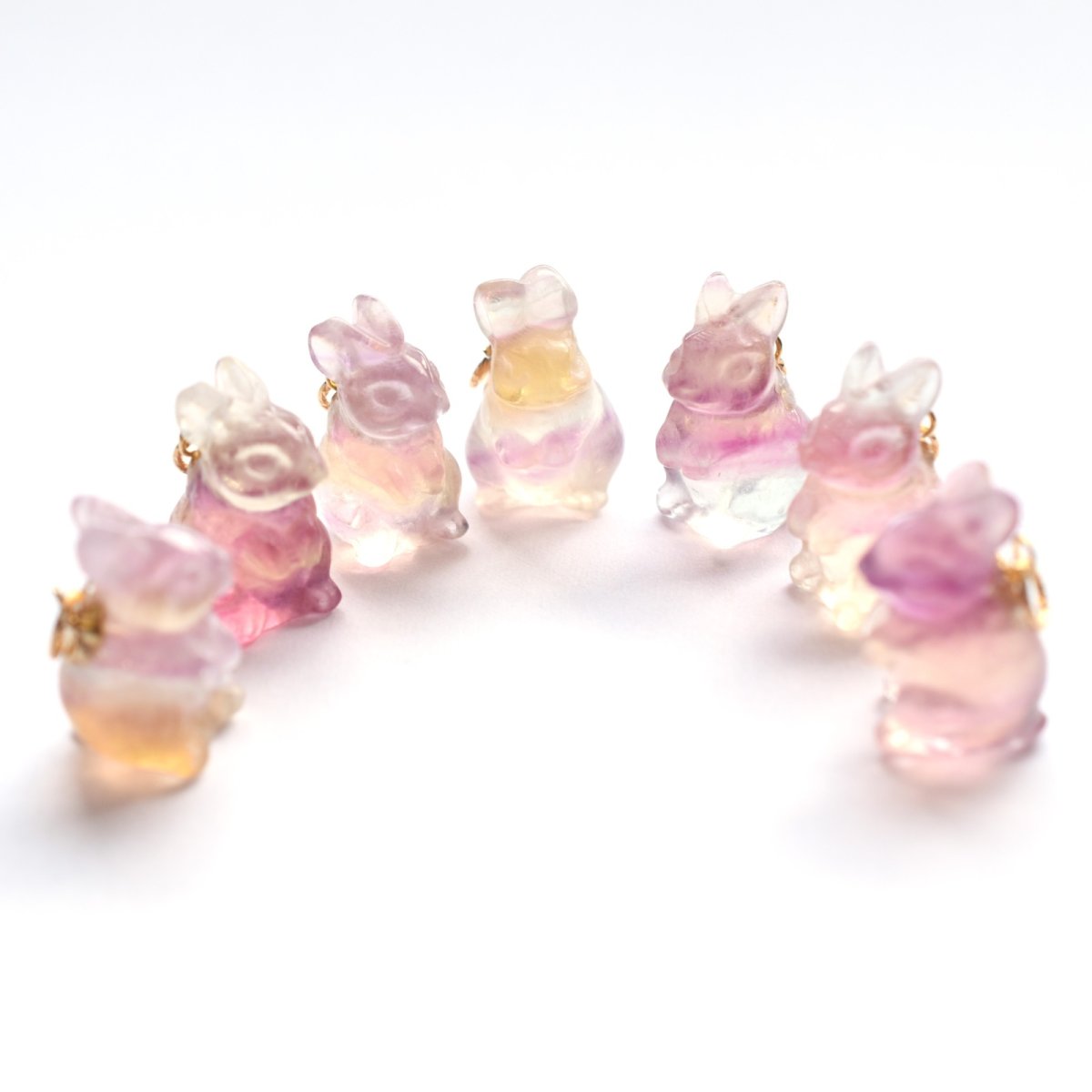 画像8: SALE【残り1.2.7】夕焼け色グラデーション　小さな野うさぎ　フローライト　ステンレスネックレス50cm  (8)