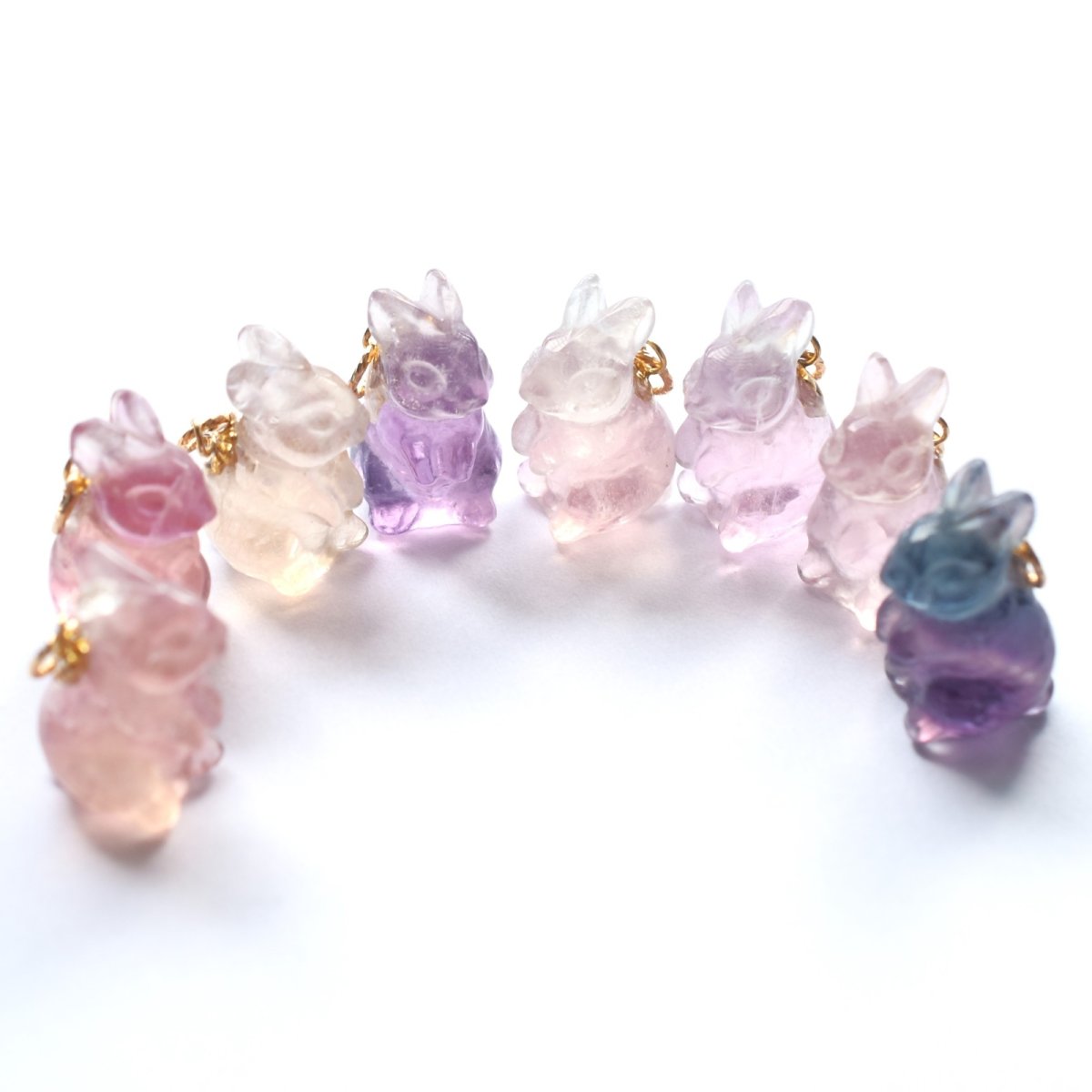 画像11: SALE【各限定１・選べる】マルチカラー　小さなうさぎ　カービング　フローライト　ステンレスネックレス50cm (11)