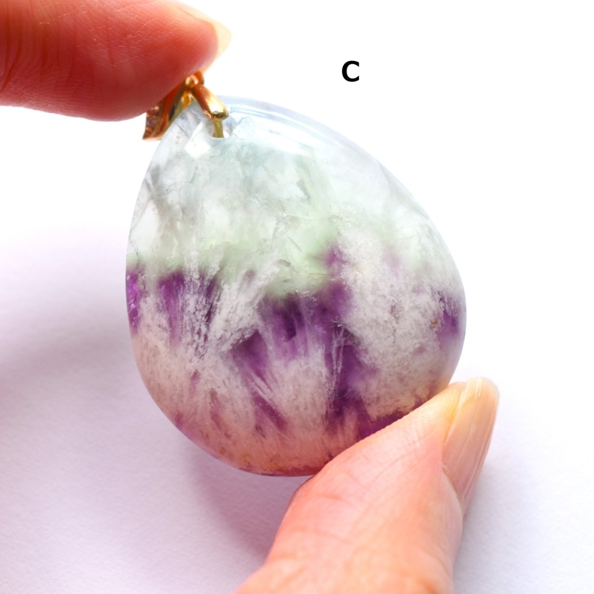 画像10: 【残りCのみ】天使の羽　希少石　超大粒　フェザーインフローライト　ネックレス（革コード）約85cm  (10)