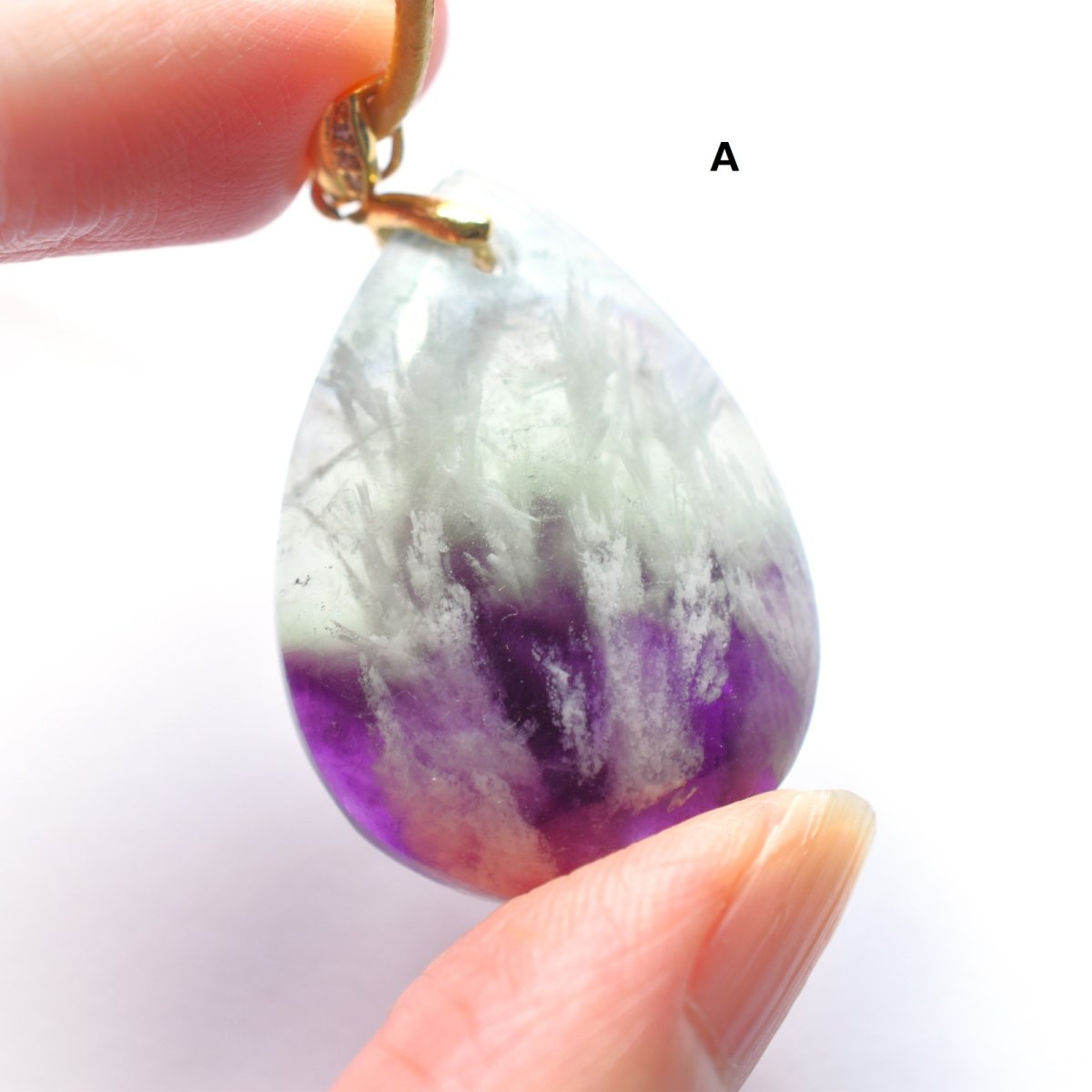 画像5: 【残りCのみ】天使の羽　希少石　超大粒　フェザーインフローライト　ネックレス（革コード）約85cm  (5)