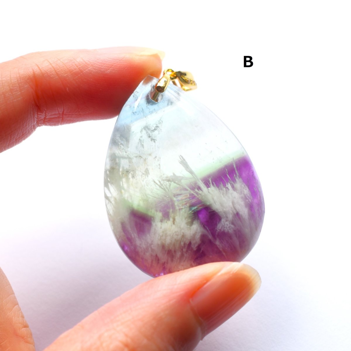 画像7: 【残りCのみ】天使の羽　希少石　超大粒　フェザーインフローライト　ネックレス（革コード）約85cm  (7)