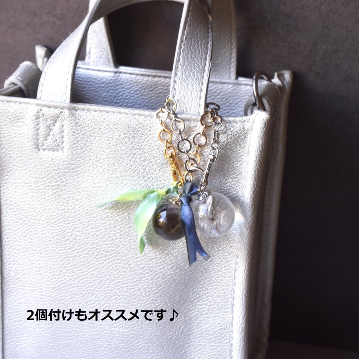 画像19: 新作【限定数・選べる】虹入り　水晶　スモーキークォーツ　アイリスクォーツ　手染めシルクリボン　バッグチャーム  (19)