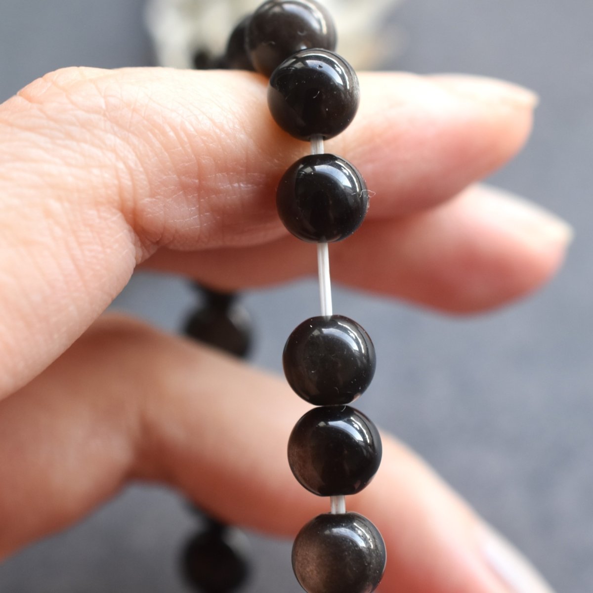 画像5: 秋の新作【数量限定・残り８】希少石　シルバーオブシディアン　数珠　お守り　ブレスレット　  (5)