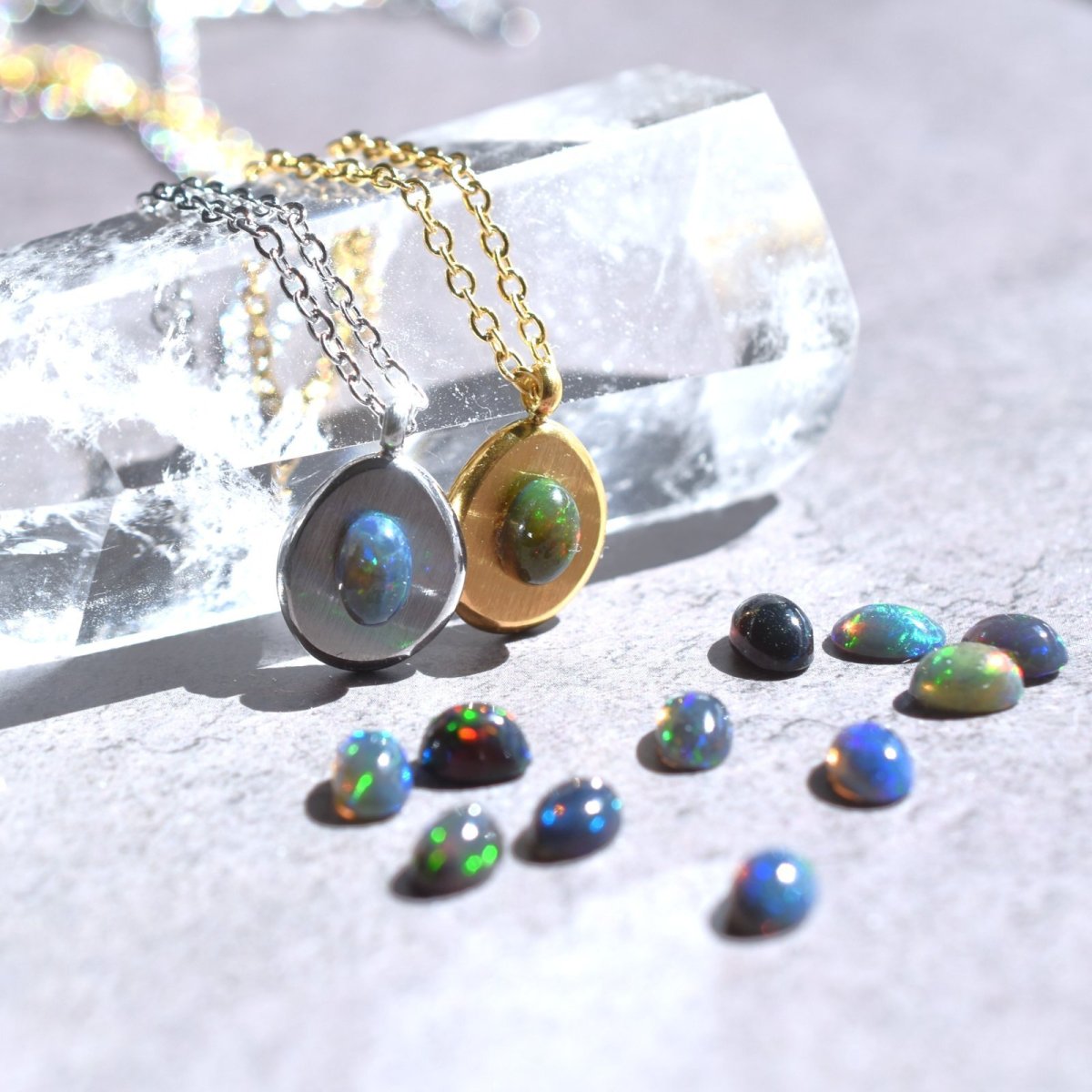画像9: 秋の新作【選べる】銀河惑星　ブラックオパール　カボション　コイン　サージカルステンレスネックレス  (9)