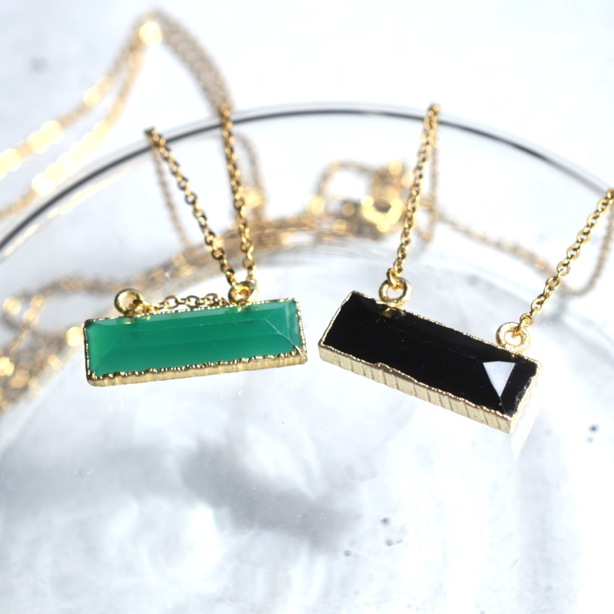 画像5: 秋の新作【選べる・数量限定】個性派　レクタングル　オニキス　ブラック/グリーン　サージカルステンレスネックレス  (5)