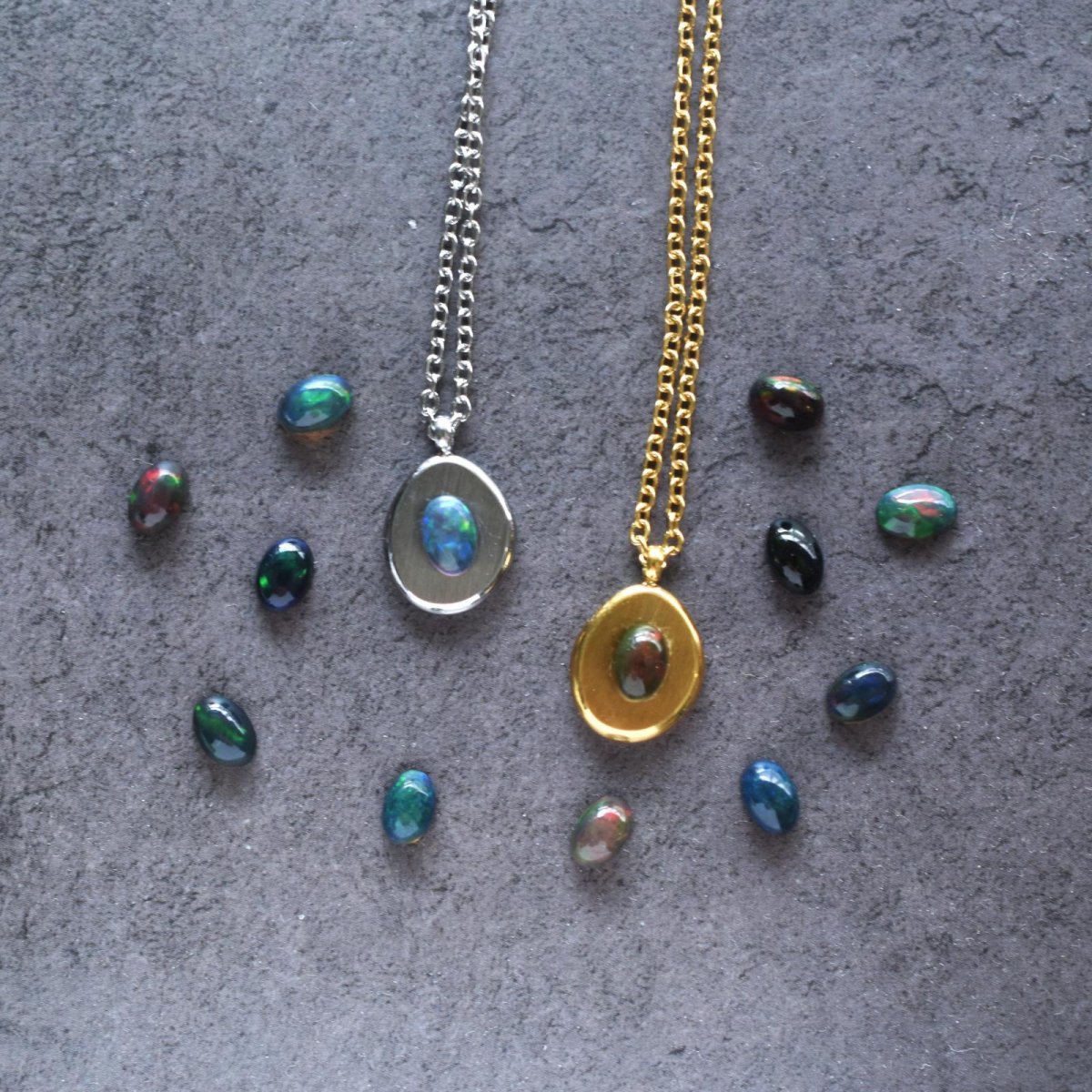 画像6: 秋の新作【選べる】銀河惑星　ブラックオパール　カボション　コイン　サージカルステンレスネックレス  (6)